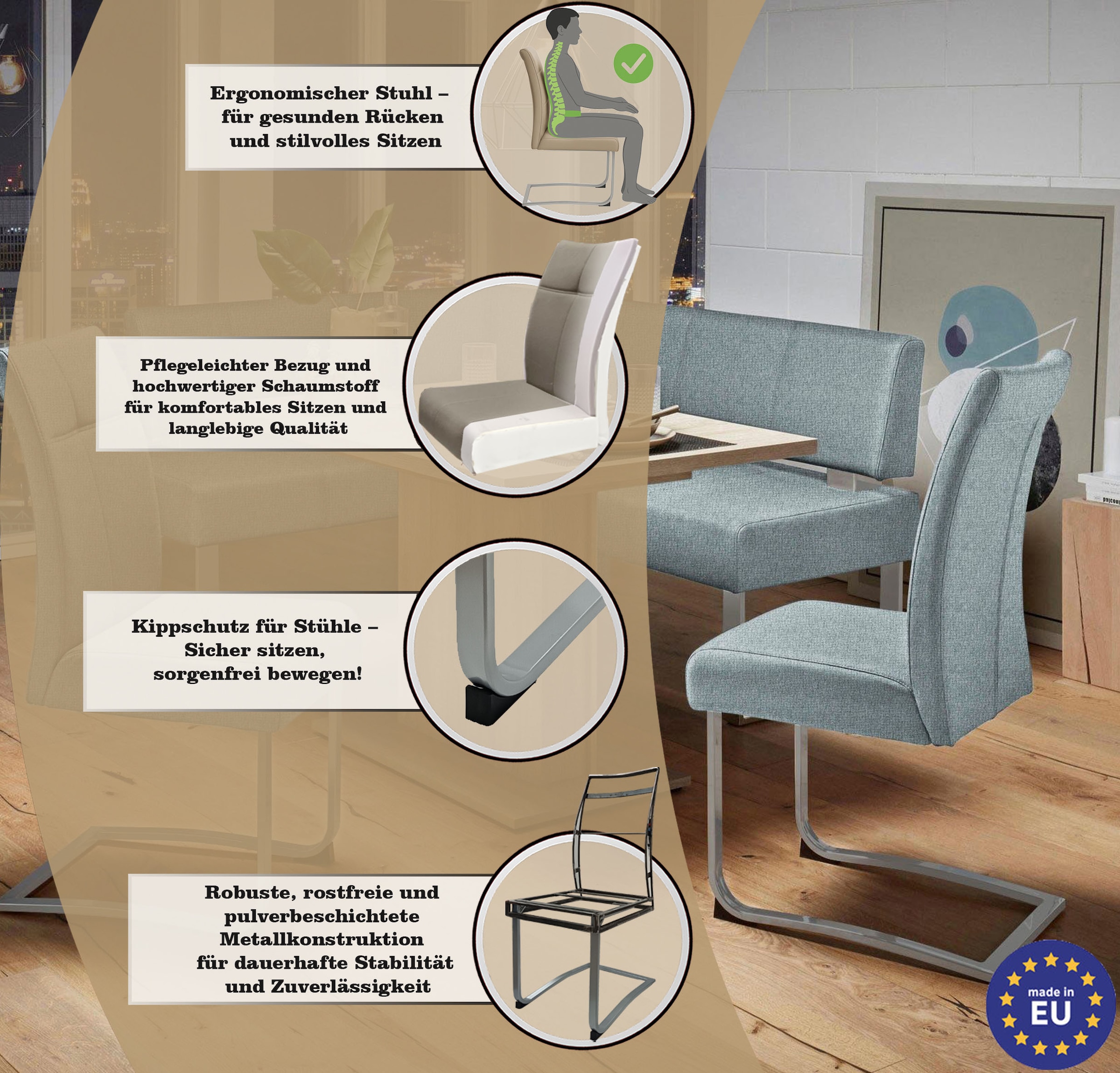 GOODproduct Chaise cantilever »Rab« (Ensemble) 2 cuisBezug in verschiedenen Qualitäten, maximale Belastbarkeit 120 kg