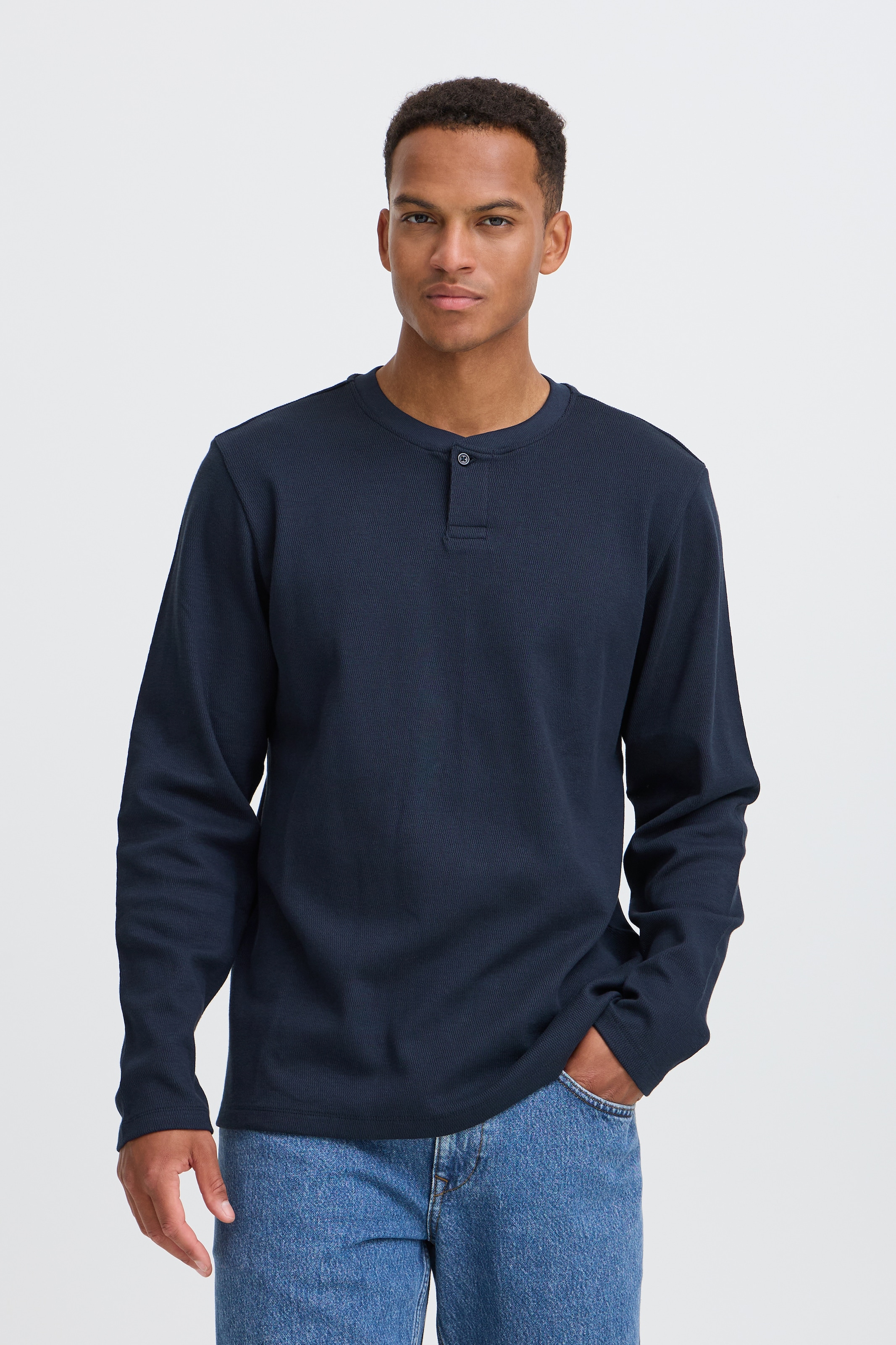 Blend Langarmshirt »BHLEWIS L/S STRUCTURE GD TEE« Baumwollmischung, regular fit