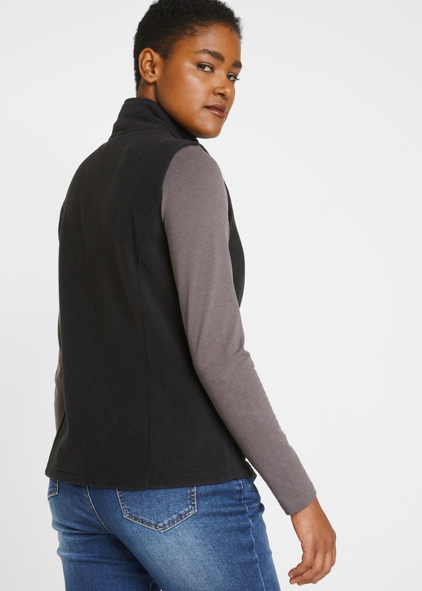 bonprix Fleeceweste »Fleece-Weste mit Taschen« aus Fleece, mit Reissverschlusstaschen, mit Stehkragen, unifarben