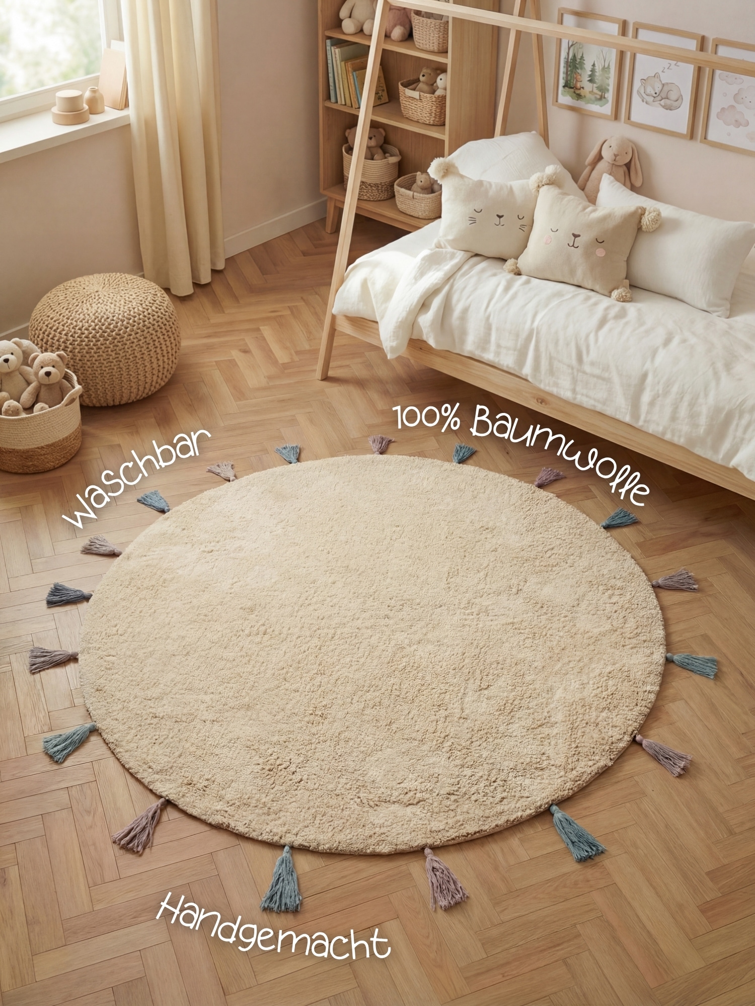 HANSE Home Tapis pour enfants »Sunna« Forme de motif 10 mm Höhe lavable, fait main, doux, antidérapant, tapis de jeu pour chambre d'enfant