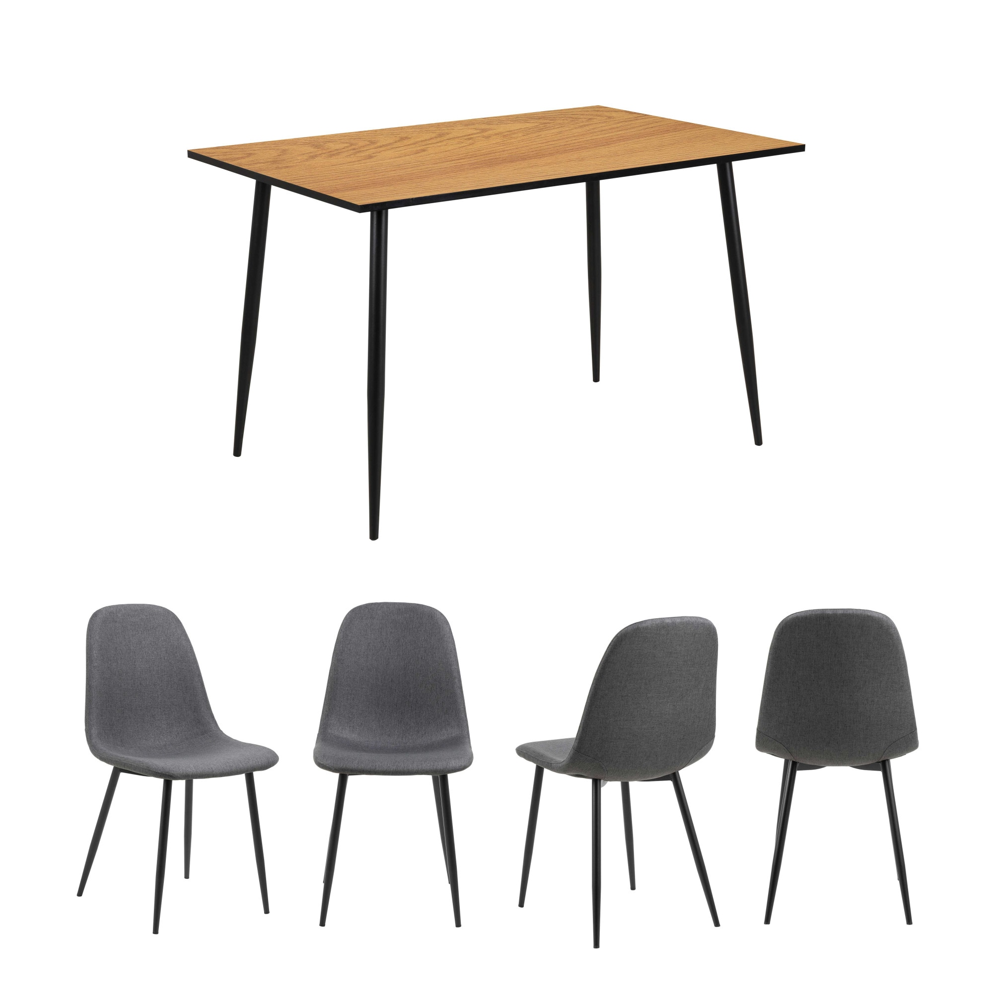 ACTONA GROUP Esszimmer-Set »Essgruppe, Esstisch mit Stühlen, für das Esszimmer« Komplett-Set, 1x Tisch + 4x Stuhle, 5 Stk. tlg.