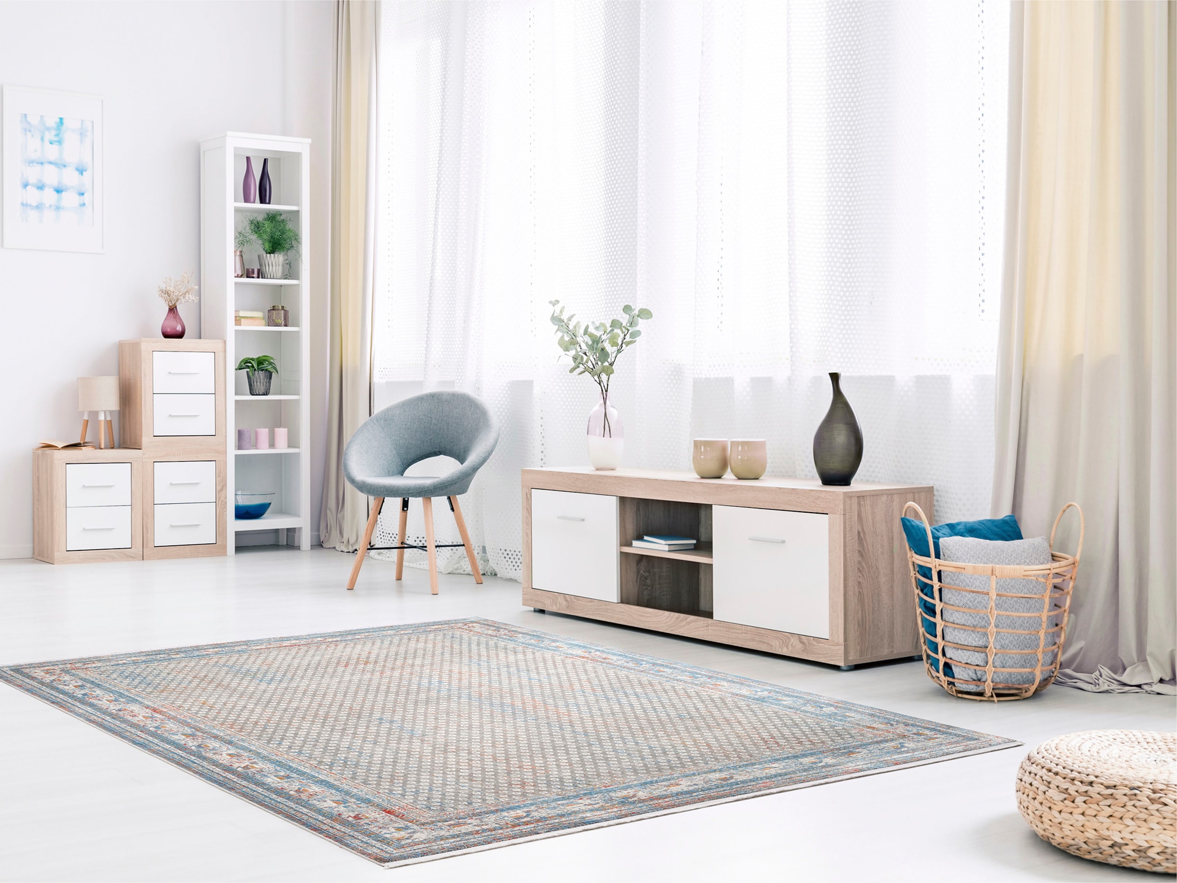 OCI DIE TEPPICHMARKE Tapis »BESTSELLER MIRI« Rectangulaire 8 mm Höhe Vintage Optik mit feinem Glanz und feinen Fransen, Wohnzimmer