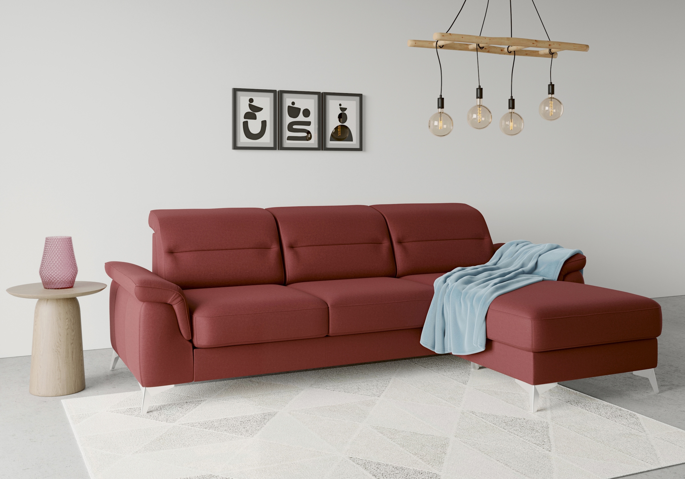 sit&more Ecksofa »Sinatra L-Form« mit Recamiere, optinal mit Kopfteilverstellung und Armteilfunktion