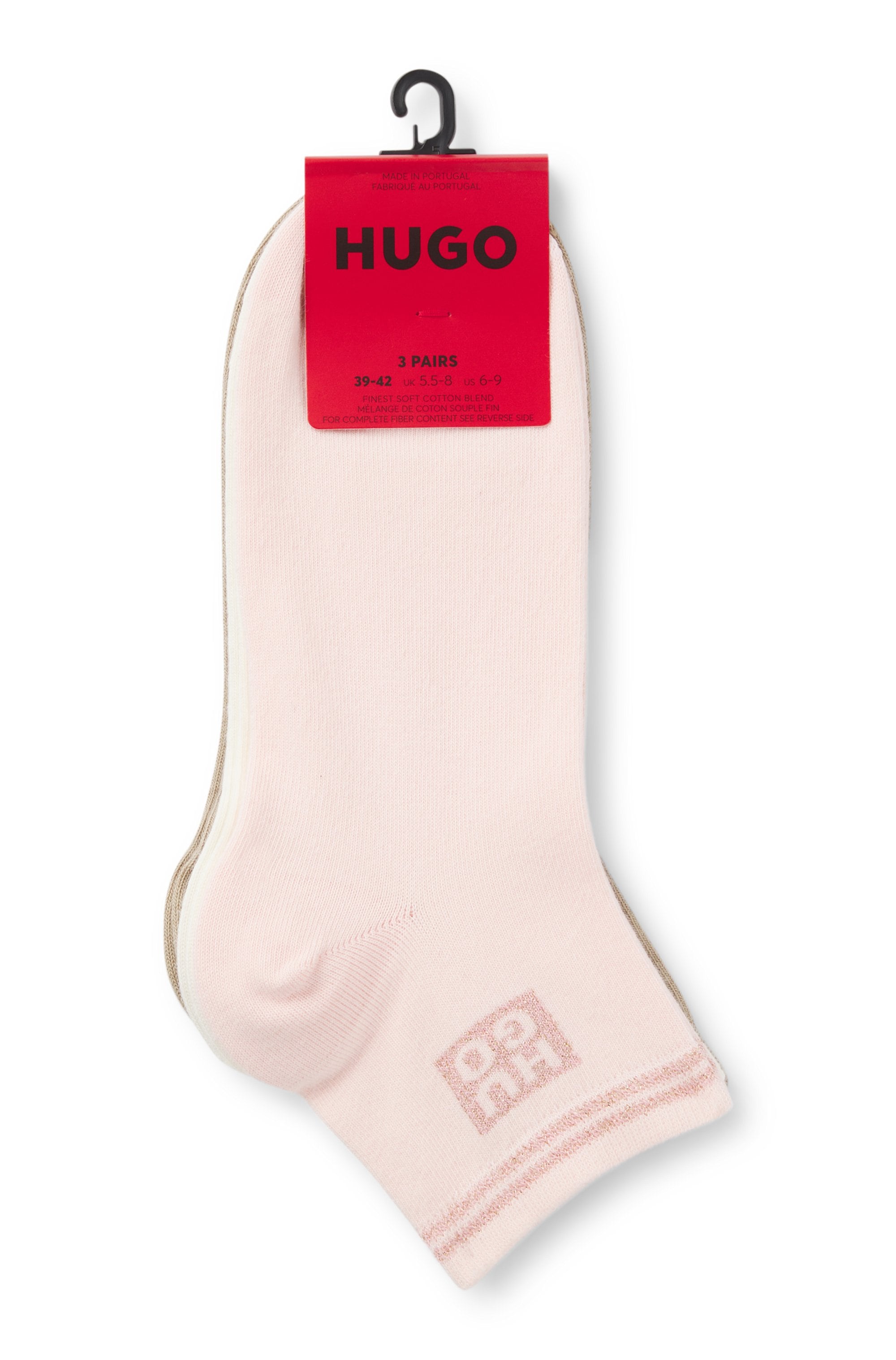 HUGO Underwear Chaussettes courtes »3P SH HEART CC W« 3 Couple tlg. avec logos en fil métallique
