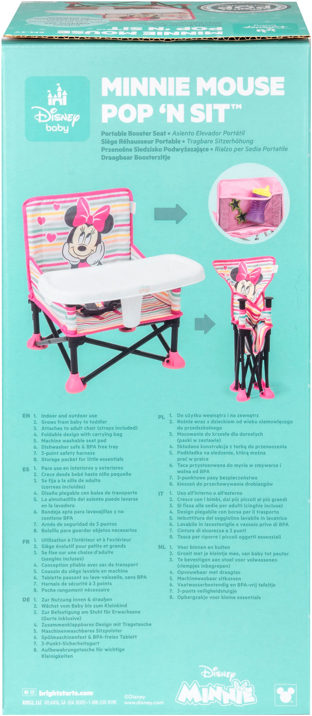 Bright Starts Siège de table »MINNIE MOUSE Pop ‘N Sit™ Portable Booster Seat«