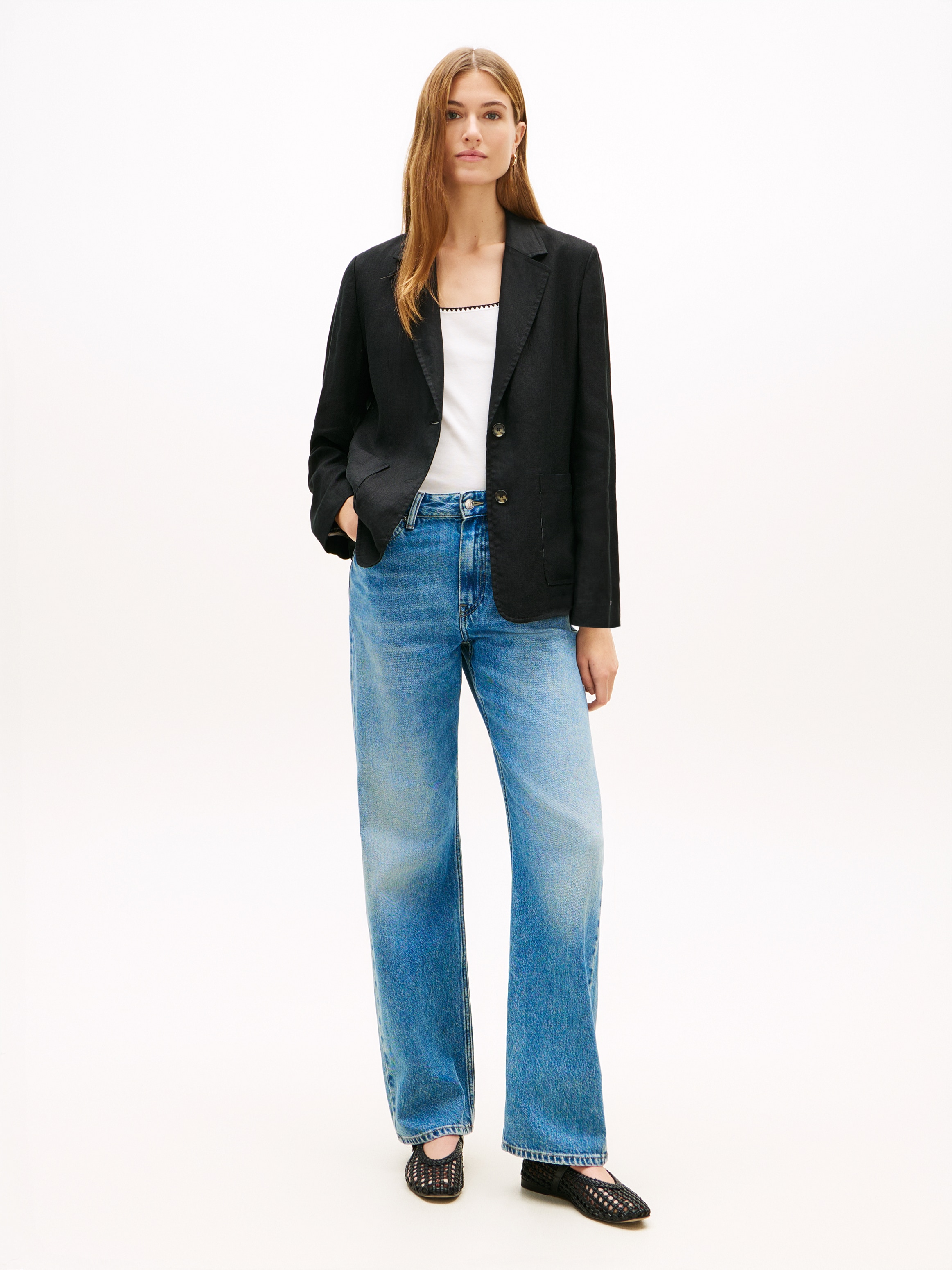 Tommy Hilfiger Blazer court »NEW ESS LINEN REG SB BLAZER« avec poches appliquées