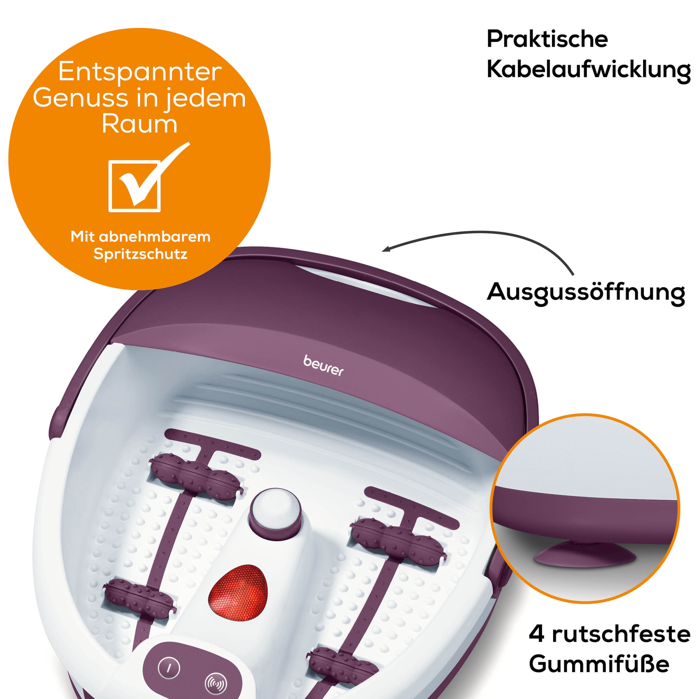 BEURER Fussbad »FB 21 mit Vibrations- und Sprudelmassagen für Fusswellness zuhause« Mit praktischem Tragegriff und zuschaltbarer Wärmefunktion