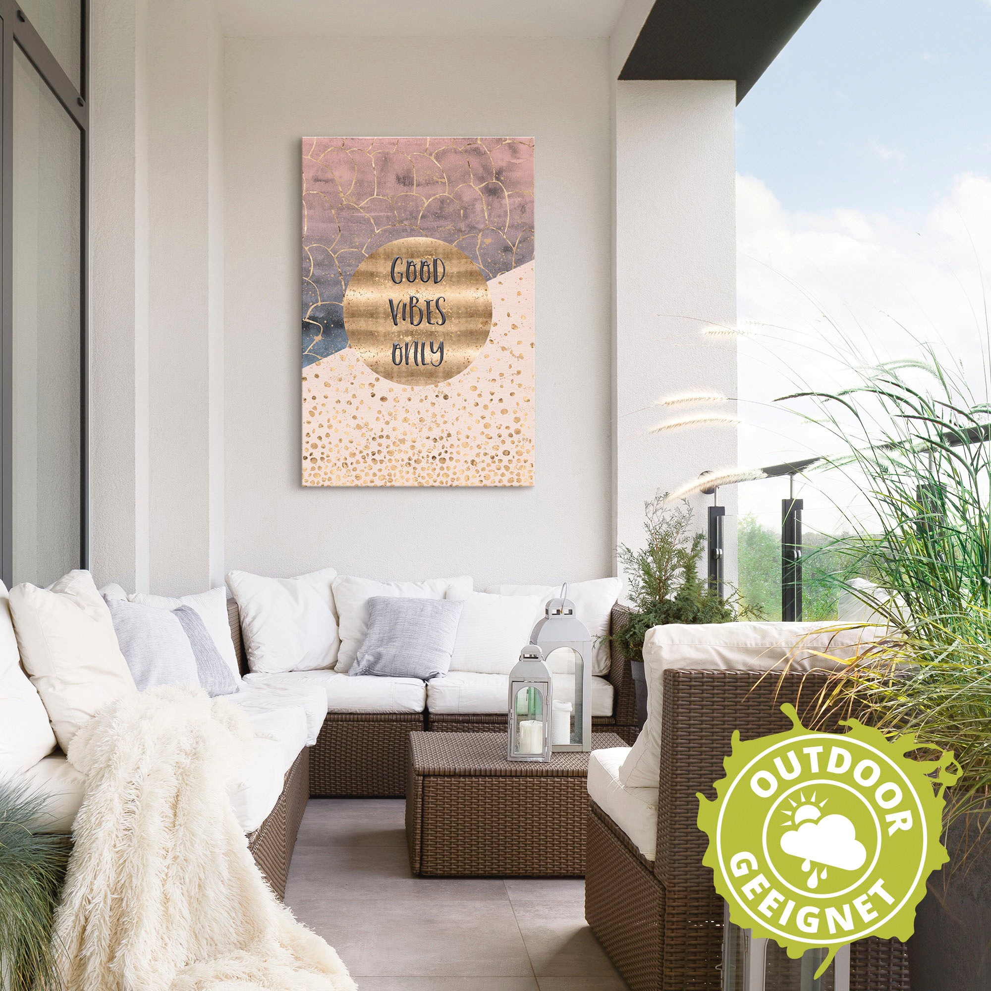 Artland Impression alu-dibond »Nur gute Schwingungen« 1 cuis tlg. für Innen- und Aussenbereich geeignet, Outdoorbild