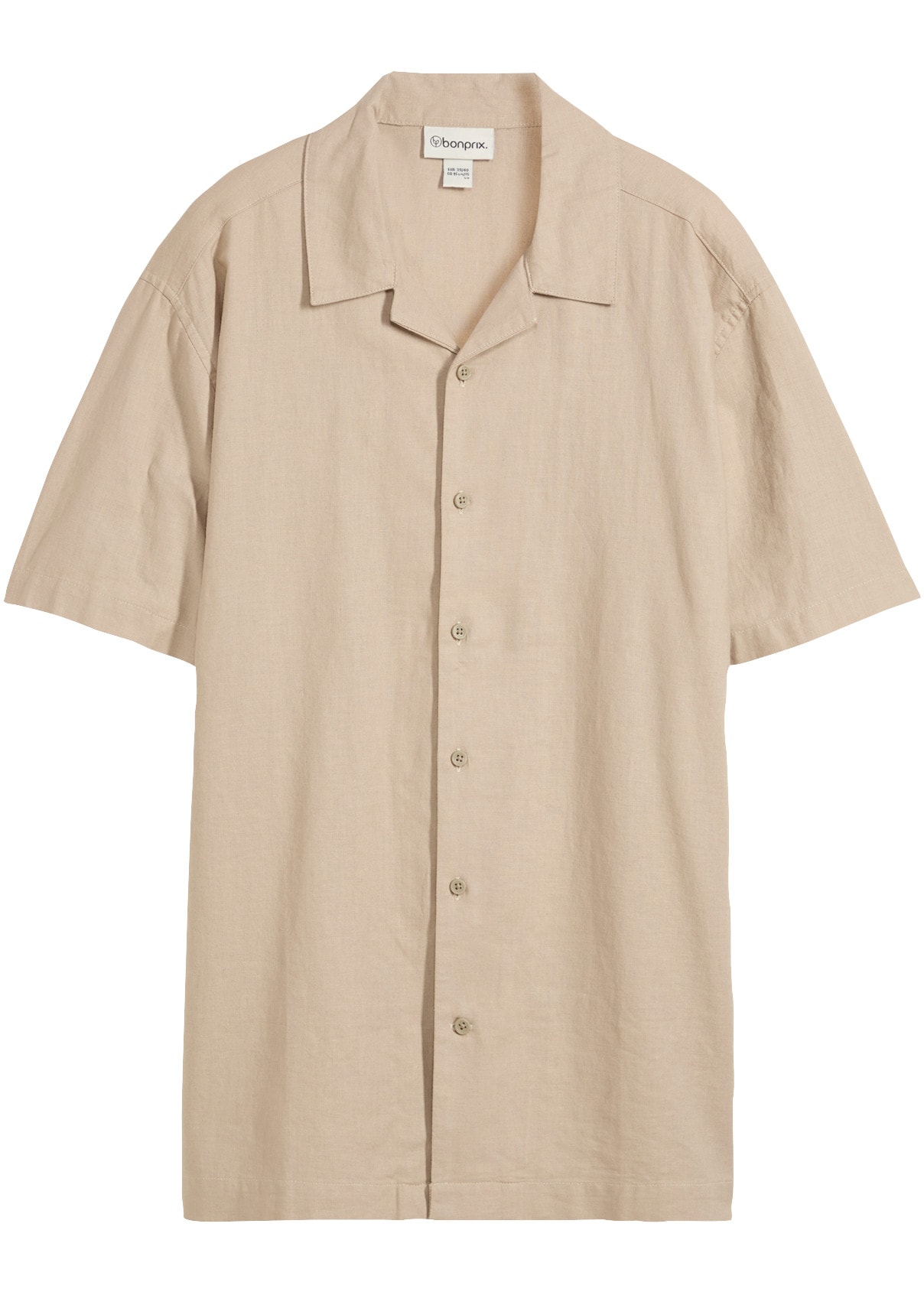 bonprix Chemise à manches courtes coupe loose décontractée, col revers, en mélange de lin, manches courtes