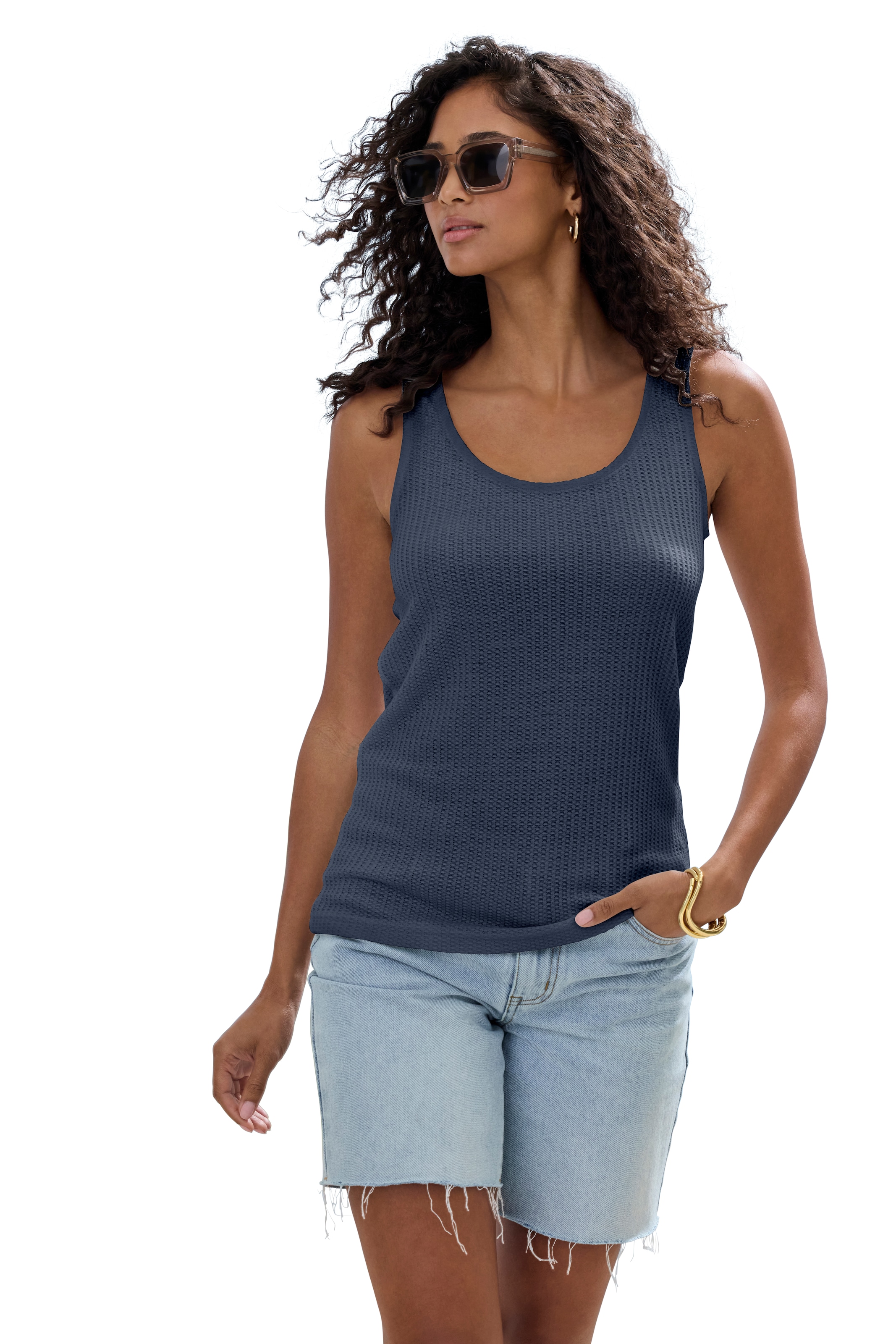 Vivance Top à bretelles »mit tropfenförmigem Cut-Out am Rücken« 2er-Pack,  aus weicher Piqué-Qualität