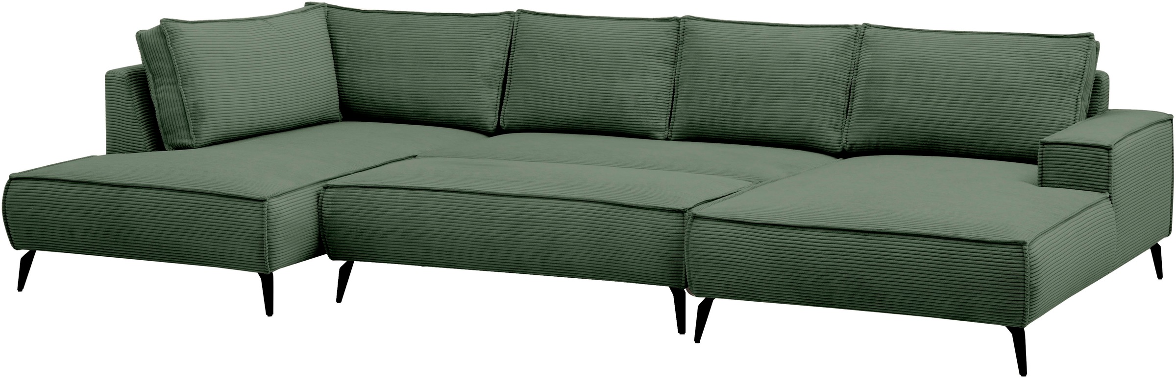 Home affaire Wohnlandschaft »mit Hocker, TVINNU, moderne U-Form in Cord oder Leinenoptik« Recamiere rechts/links, stellbar zum Schlafsofa (Krokodilverbinder)