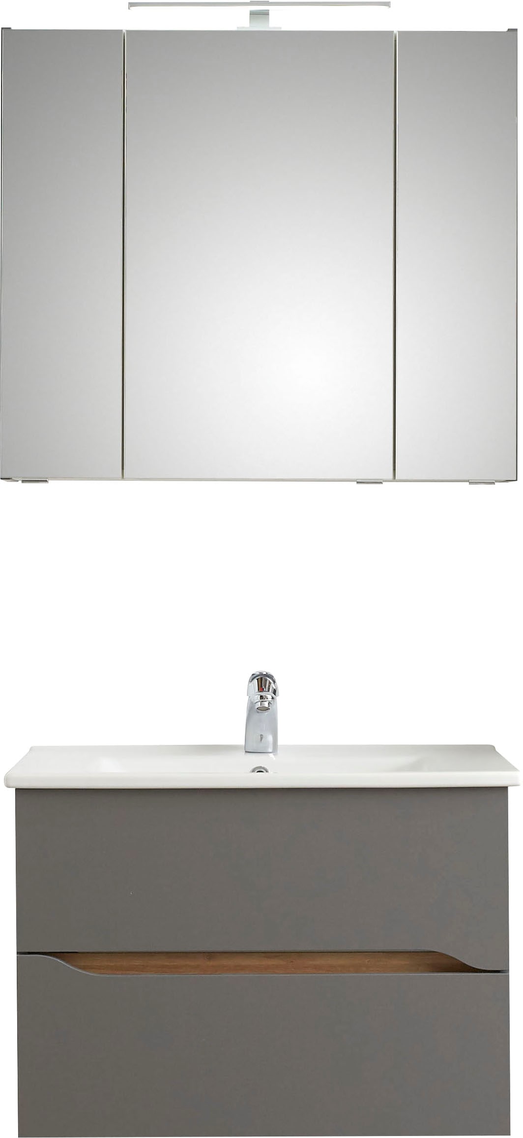 Saphir Ensemble de meubles de salle de bain »Quickset 2-teilig, Keramikwaschtisch mit LED-Spiegelschrank« 2 cuis tlg.