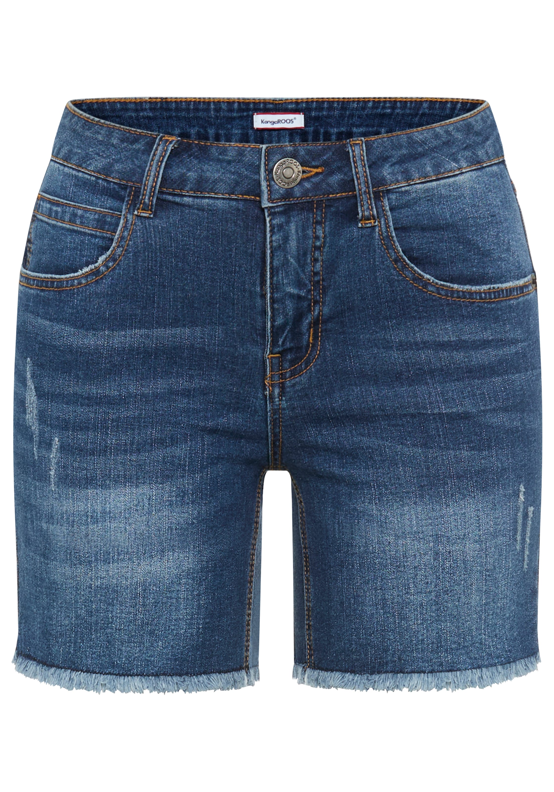 KangaROOS Pantalon en jean kurze Schnittform,  mit Destroyed-Effekten,  klassische Leibhöhe