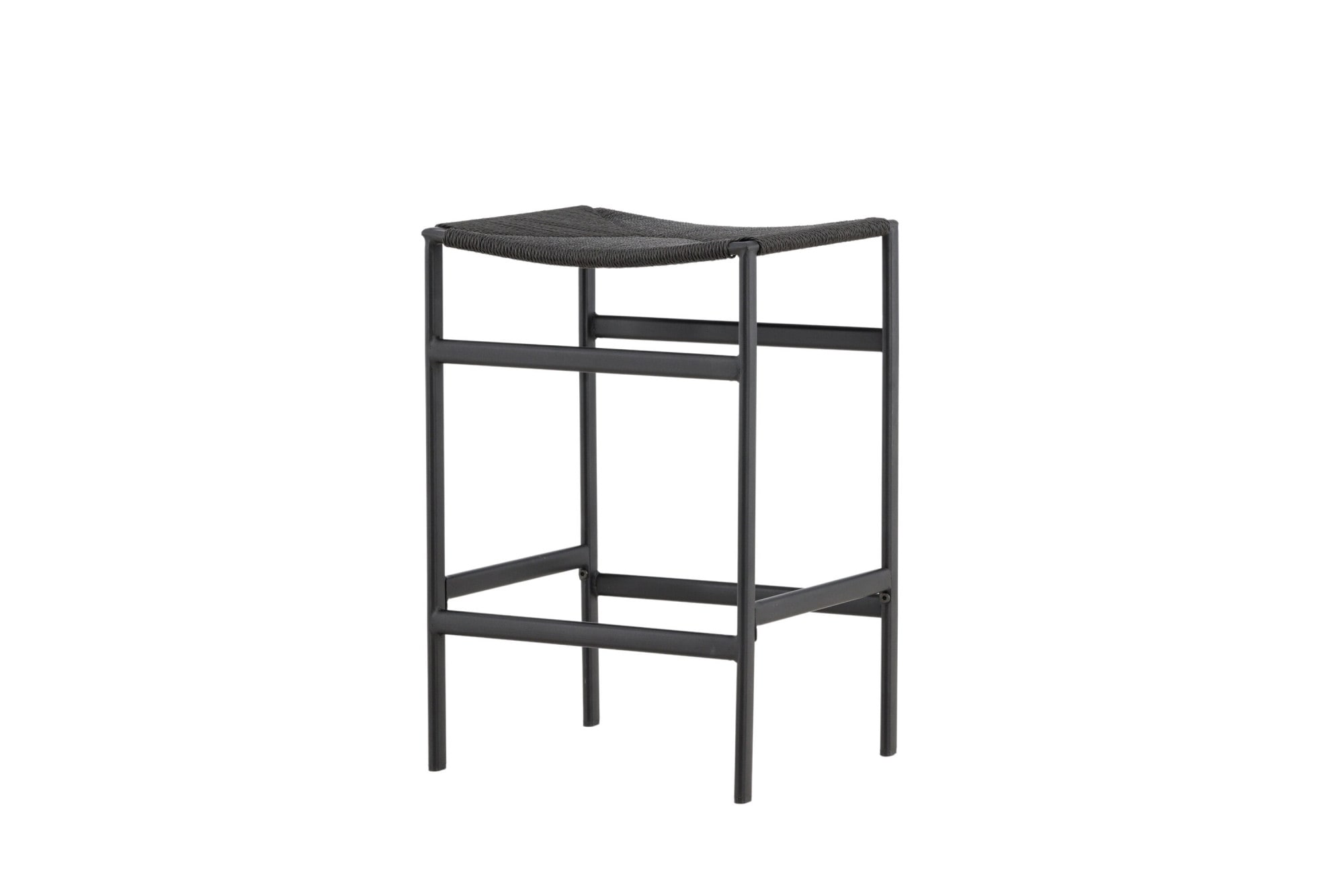 Venture Home Tabouret de bar »Polly, 2er-Set Barhocker mit schwarzem Seilsitz und Stahlbeinen« Ensemble, 2 cuis tlg. Tabouret de bar minimaliste, design en corde, confortable