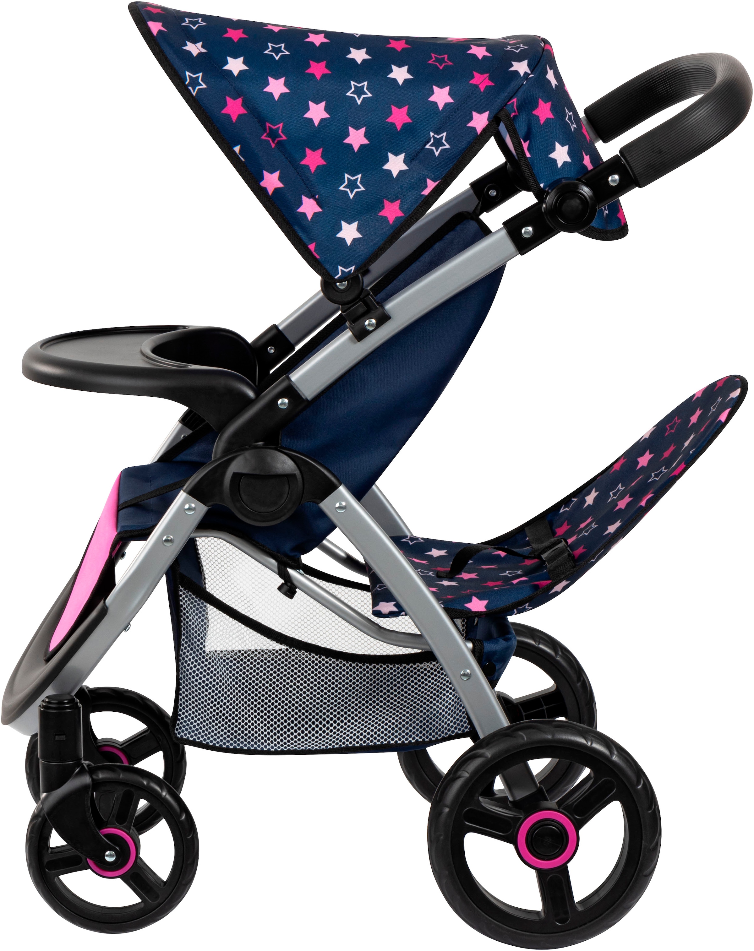 Bayer Poussette jumelle pour poupée »Twin Star, blau/pink« mit Wickeltasche