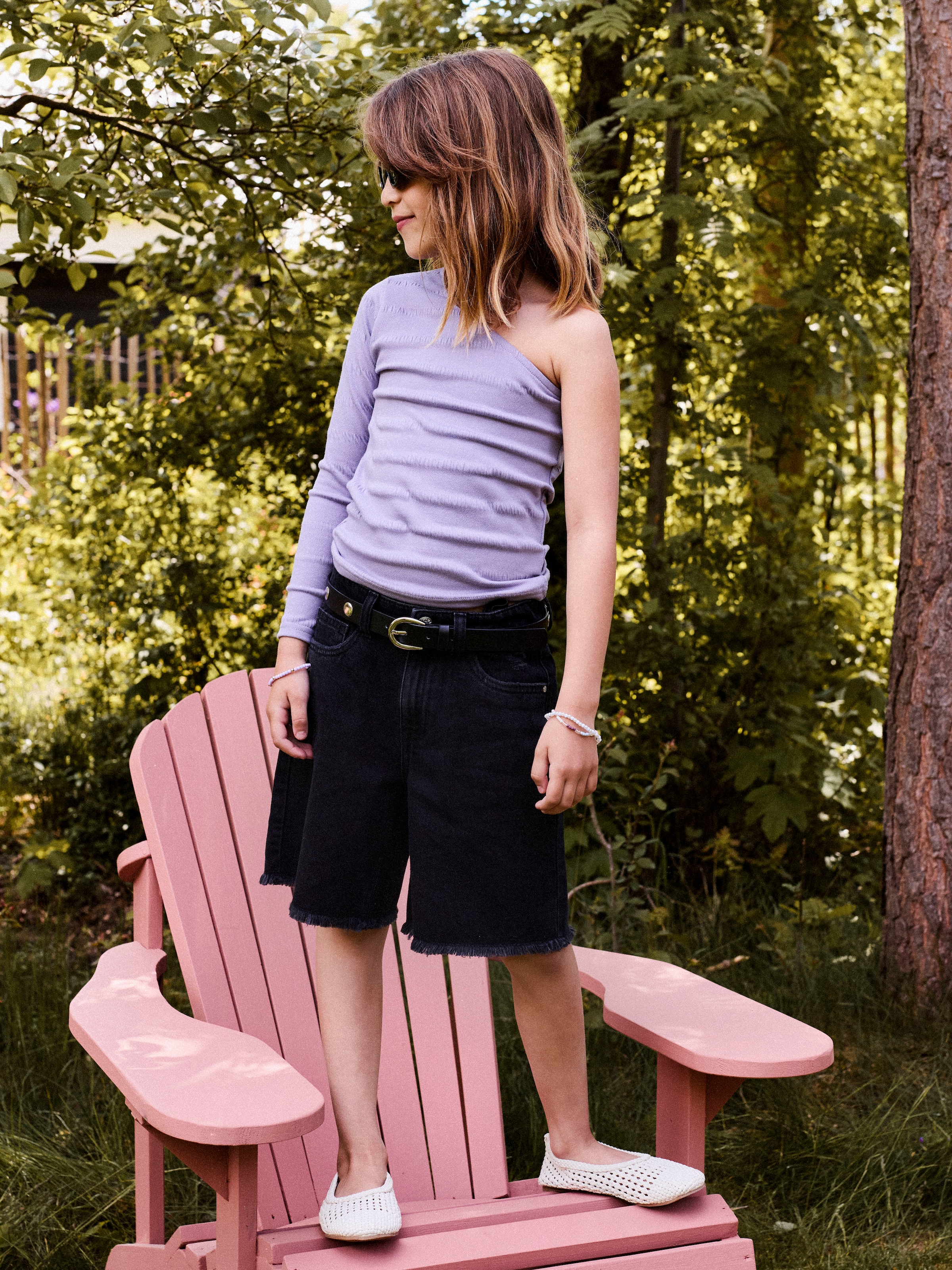 Name It Bermuda en jean »NKFBELLA HW WIDE DNM SHORTS 1488-BE NOOS« Coton, ourlet effiloché