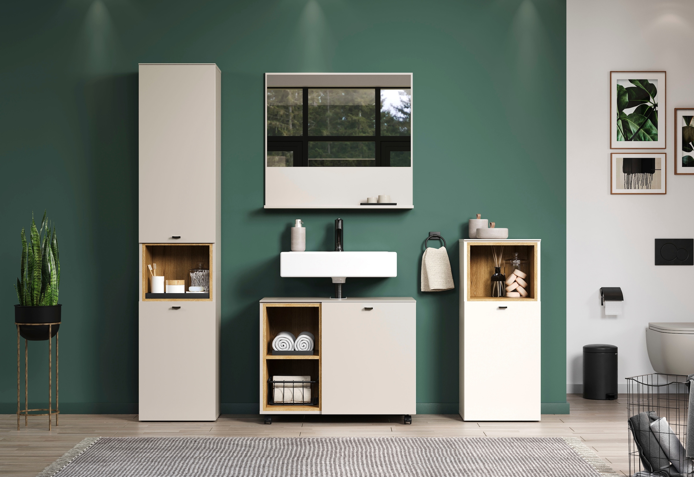 welltime Miroir mural »San Pedro« Kompakter Badspiegel mit Ablagefläche – Masse (B/T/H) 80/14/74 cm