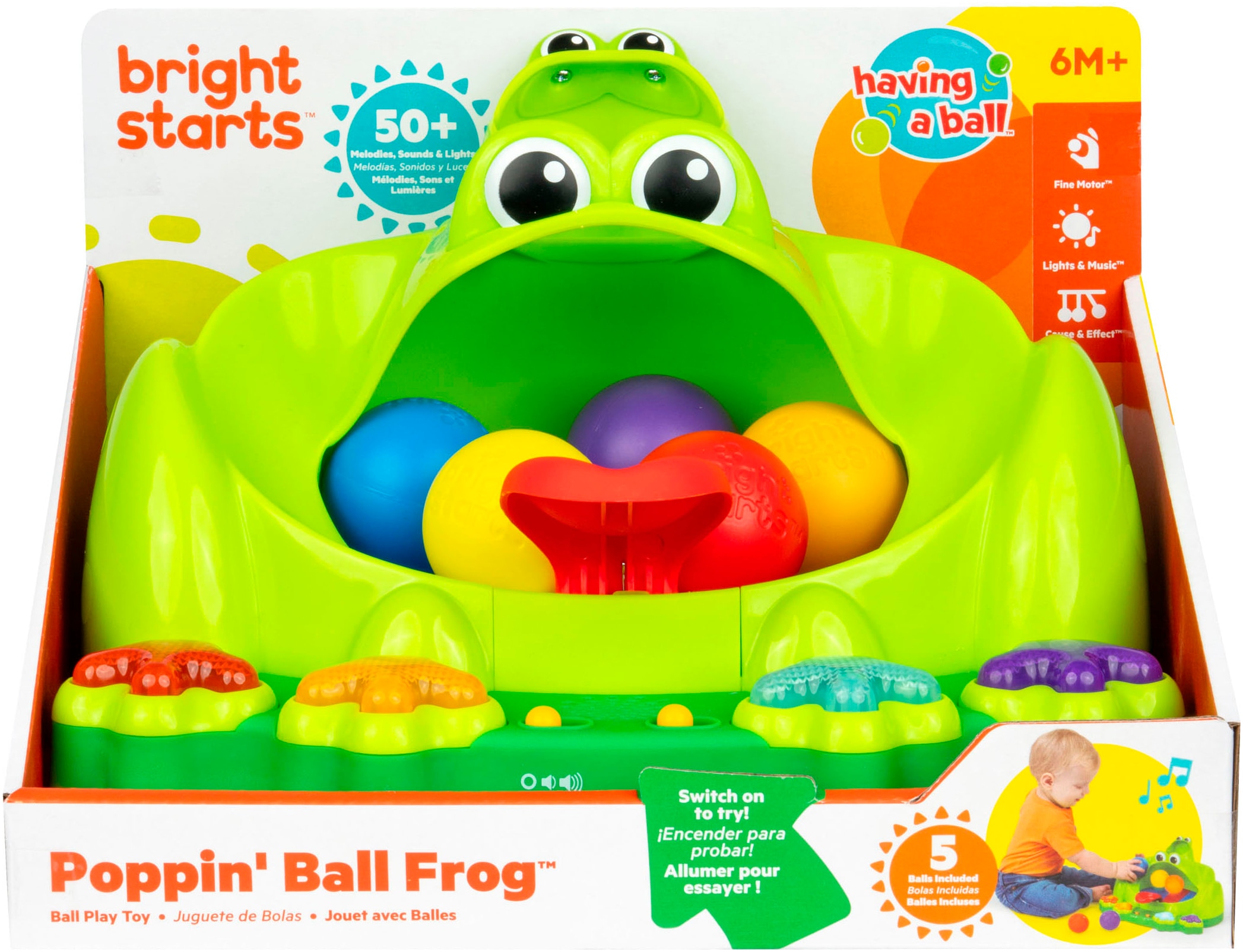 Bright Starts Lernspielzeug »Poppin' Ball Frog Ball Play Toy« mit Licht und Sound