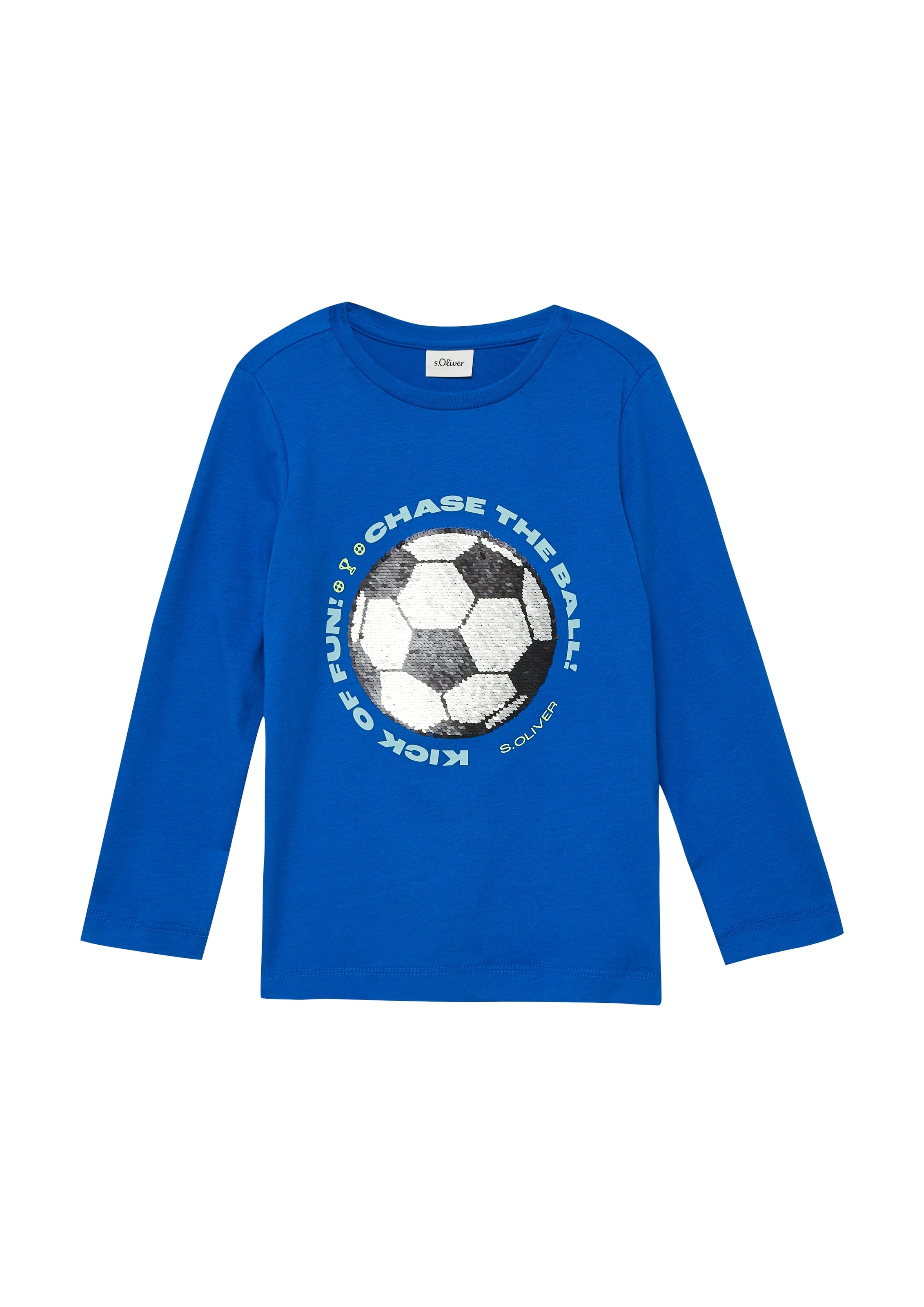 s.Oliver Junior Langarmshirt mit Print und Fussball-Pailletten, für Boys