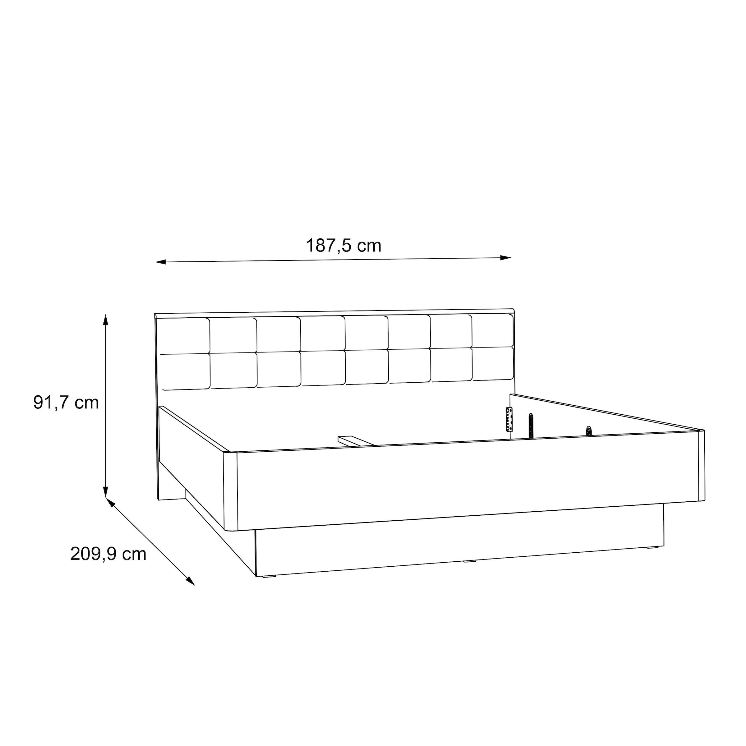 FORTE Lit futon »Clif, Bettanlage, Old – Wood Vintage, Betonoptik Dunkelgrau« Surface de couchage 180x200 cm,  avec tête de lit rembourrée en simili cuir, supporte jusqu’à 220KG