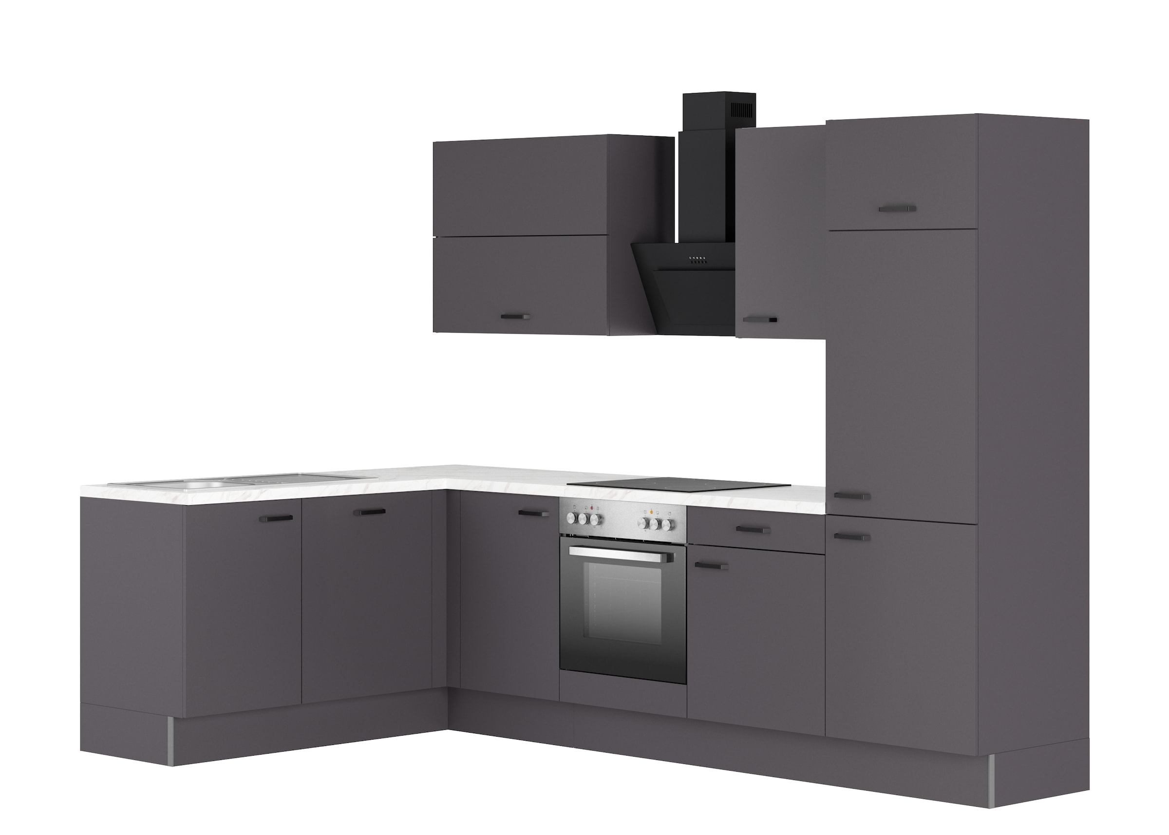 KOCHSTATION Cuisine d'angle »KS-Paula, Stellmasse rechts B/T 295/175 cm, links B/T 175/295 cm« Wahlweise Spüle rechts oder links, mit und ohne E-Geräte