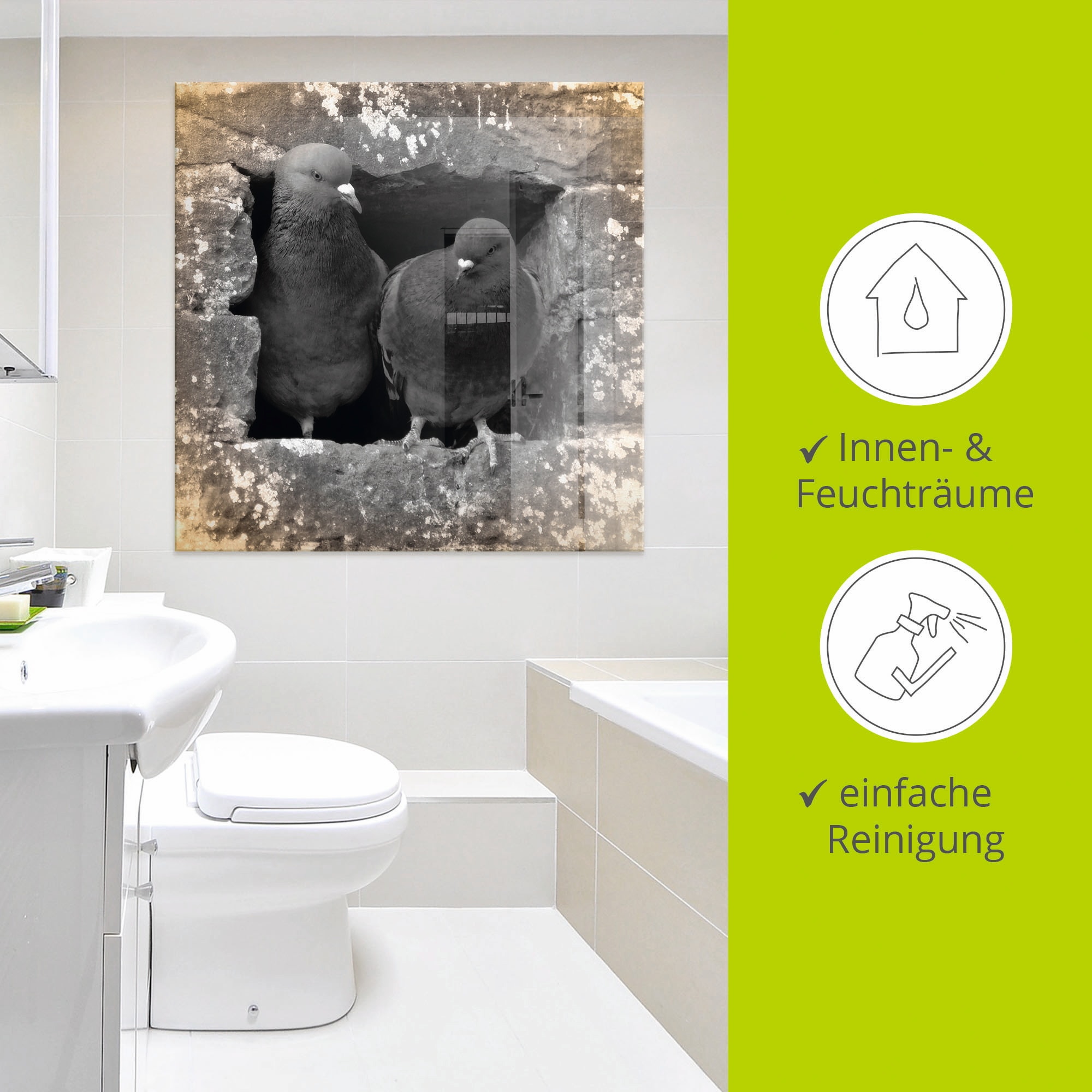 Artland Tableau en verre »Tauben Liebe« 1 cuis tlg. in verschiedenen Grössen