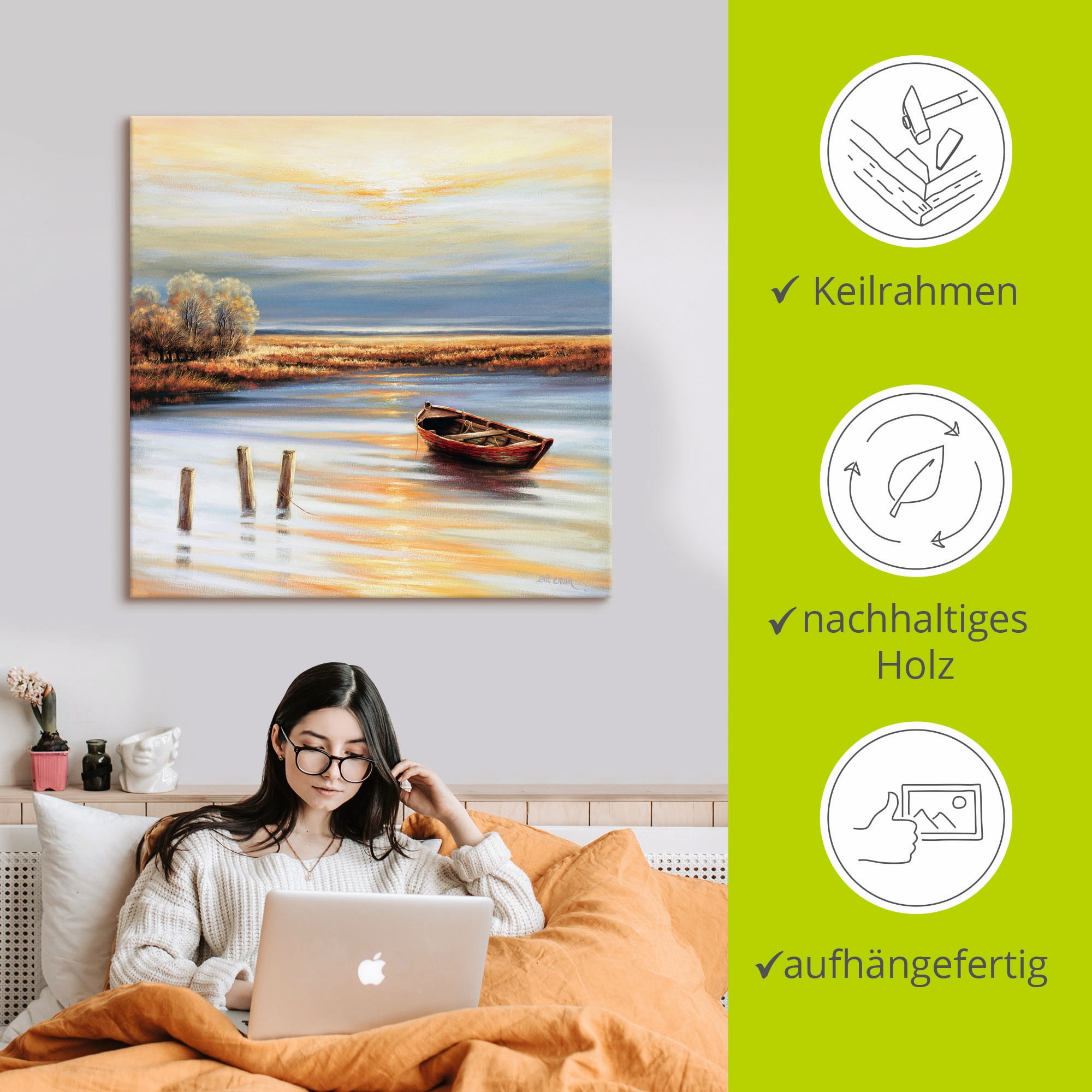 Artland Leinwandbild »Küstenlinie« Küste 1 Stk. tlg. auf Holzrahmen gespannt