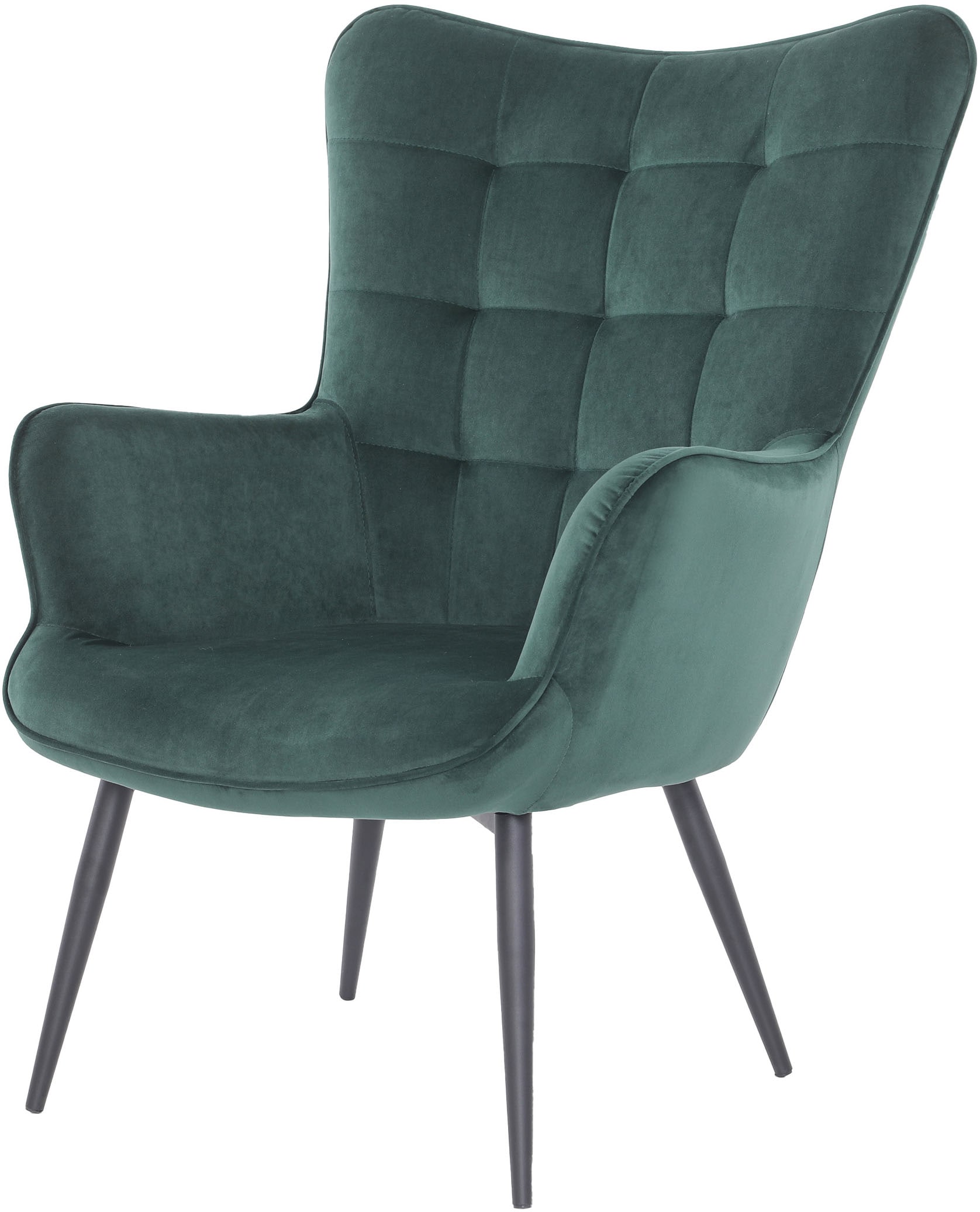 byLIVING Fauteuil »UTA« Bezug Samt in dunkelgrün, Gestell Metall in schwarz, Schaumstoff