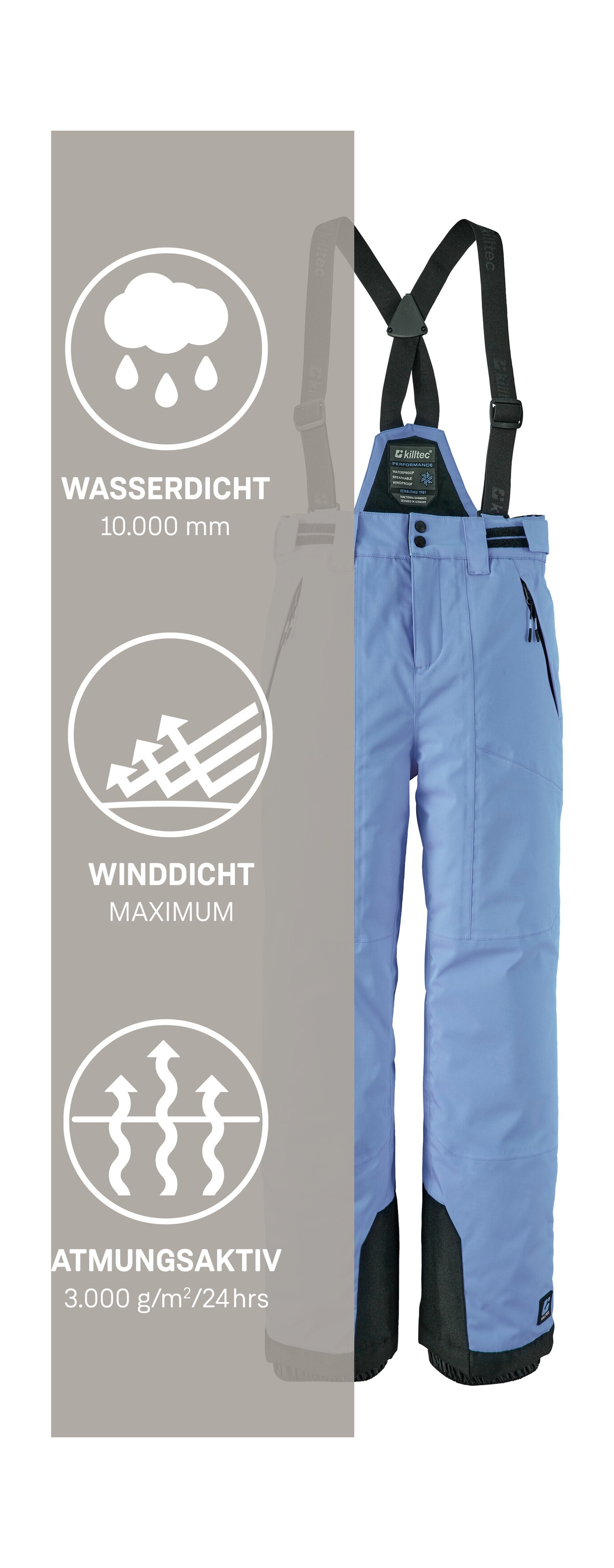 Killtec Skihose »Girls Skihose 242«  Wasserdicht, atmungsaktiv, abnehmbare Träger, rutschfester Schneefang