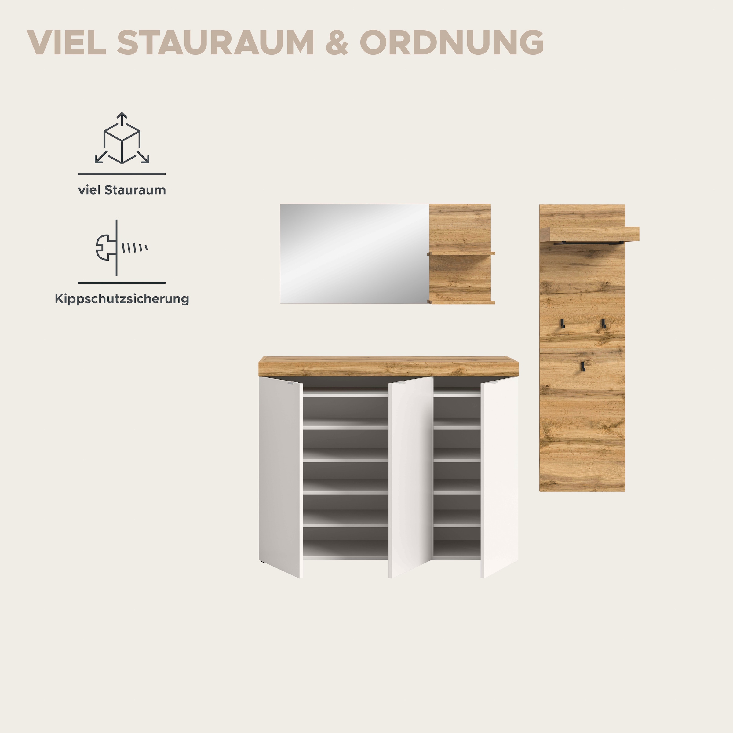 GOODproduct Ensemble de vestiaires »MAMBO II, 3-teilig, hängend oder stehend montierbar« 3 cuis tlg.