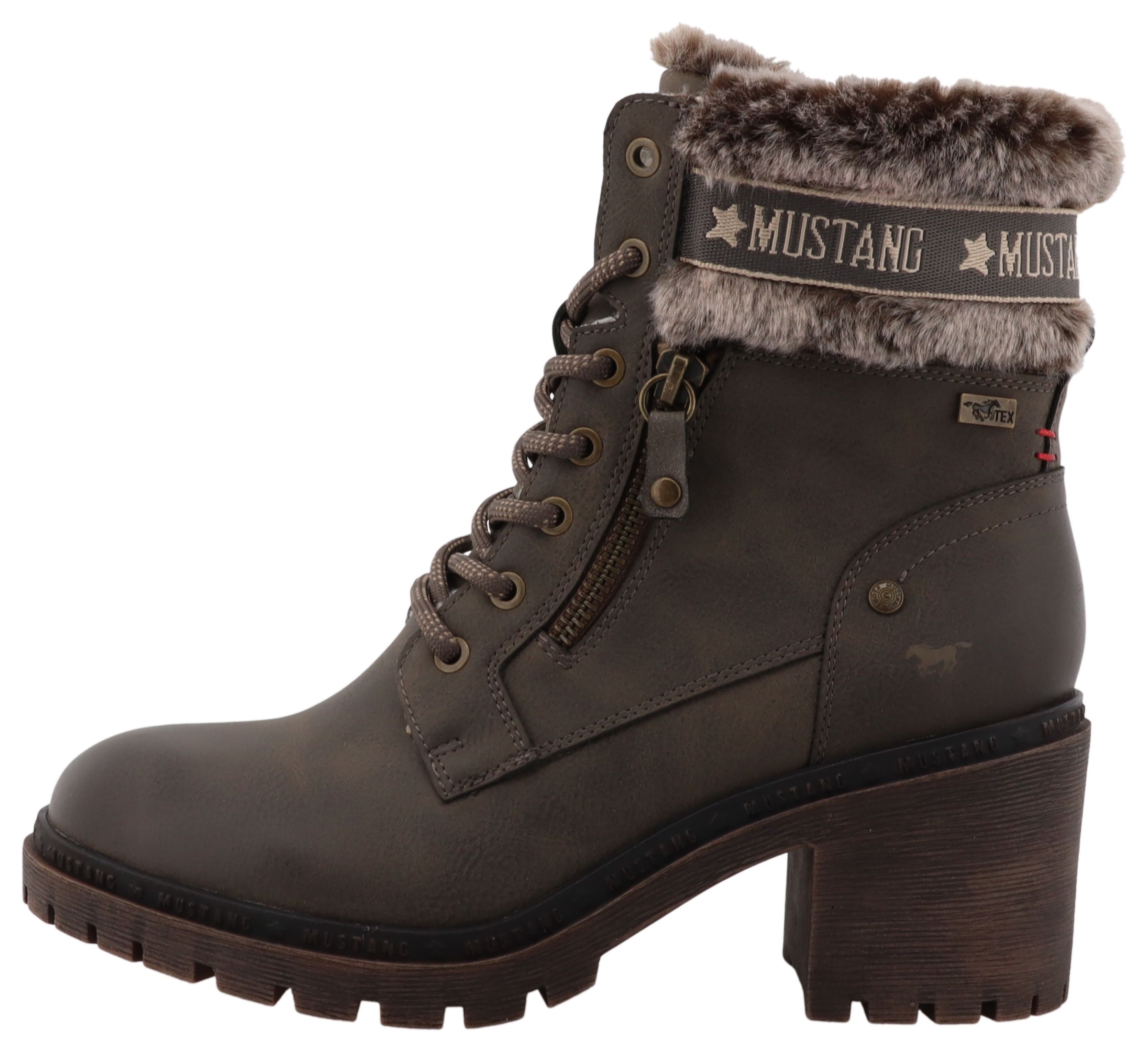 Mustang Shoes Bottes d'hiver »Leila«  bottes d'hiver avec col en fausse fourrure et talon bloc