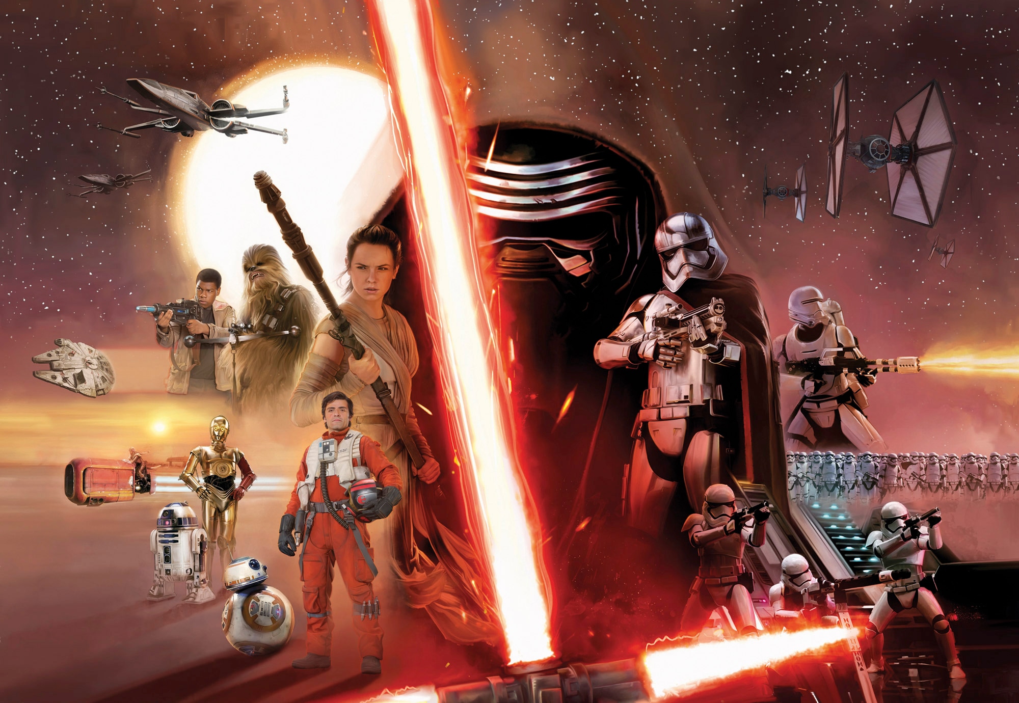 Komar Fototapete »STAR WARS EP7 Collage - Grösse 368 x 254 cm« bedruckt glatt Kinderzimmer