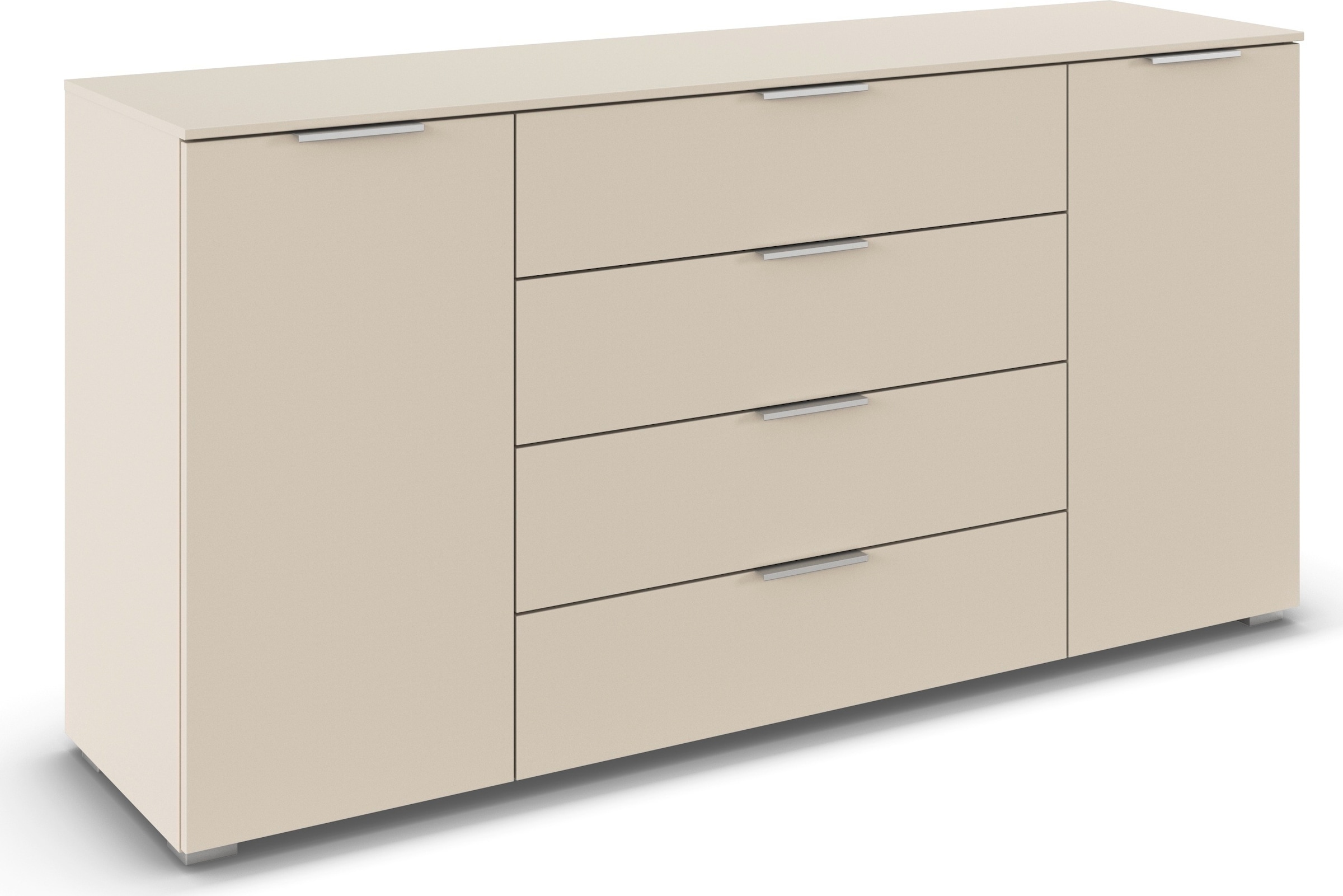 GOODproduct Kombikommode »Kommode Sideboard Schubladenkommode Schlafzimmerkommode ASTANA« Breite 160 cm / Höhe 81 cm, mit 4 Einlegeböden,  2-türig, 4 geräumige Schubladen, Kantengriff Alufarben MADE IN GERMANY