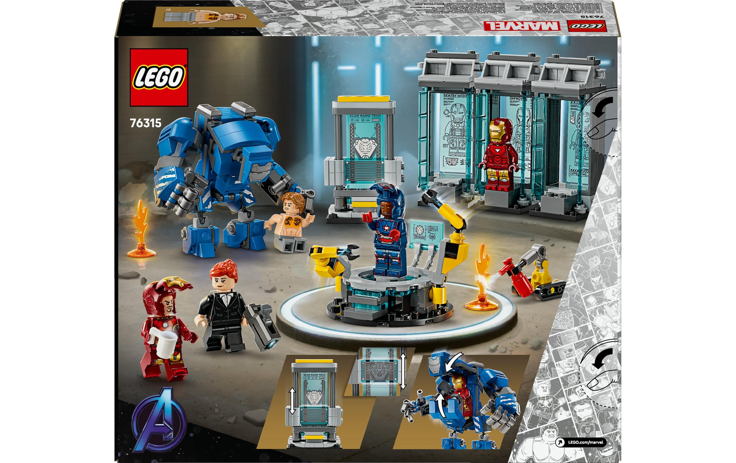 LEGO® Spielbausteine »Marvel Iron Mans Labor: Halle der Rüstungen 1800531«