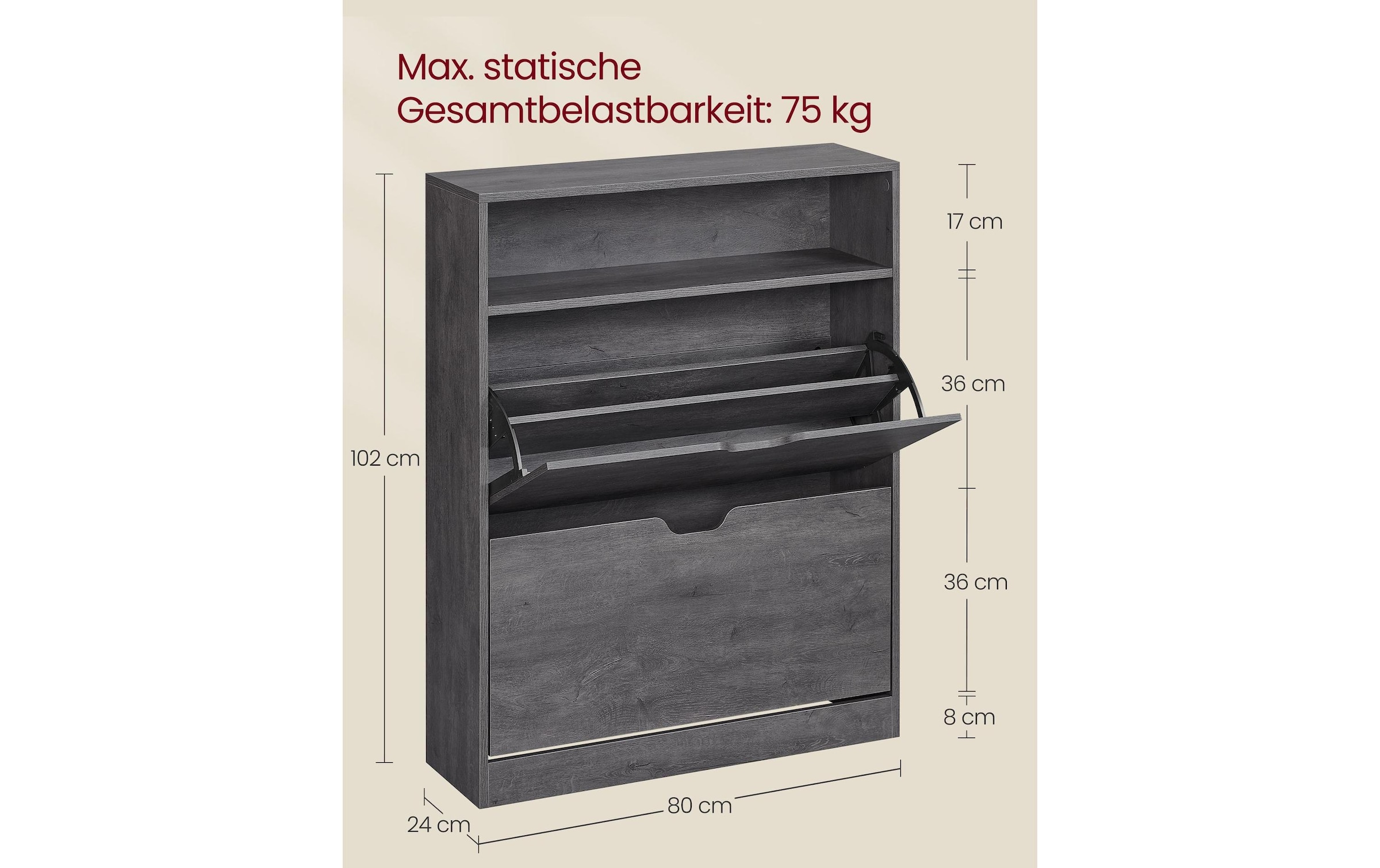 VASAGLE Schuhschrank »80 x 24 x 102 cm«