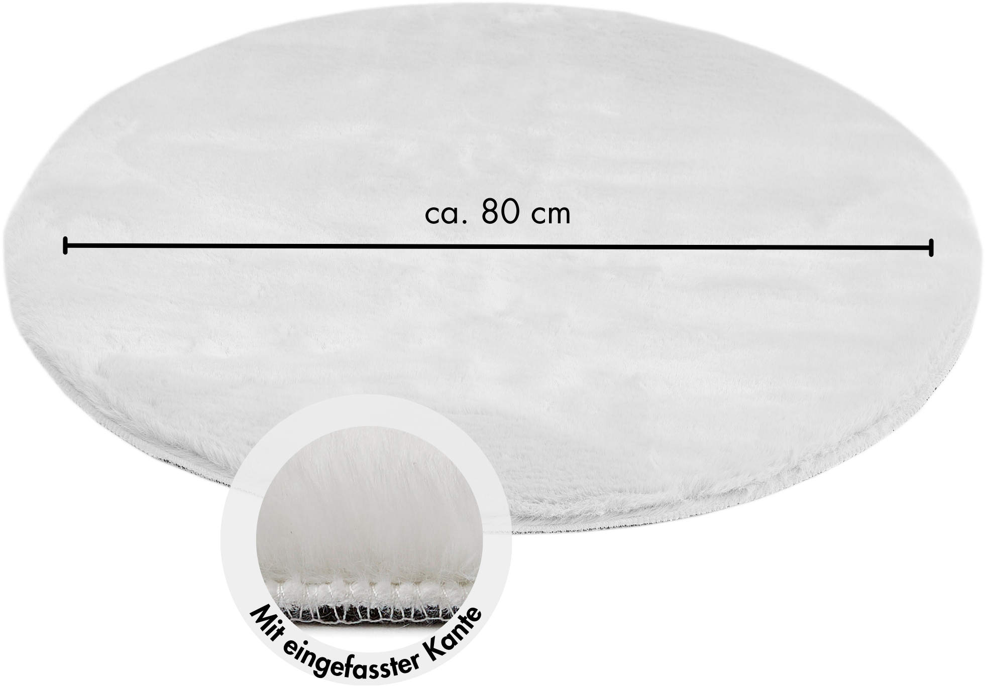 my home Hochflor-Teppich »Lugano« rund 30 mm Höhe Kunstfell, Uni Farben, sehr weich & kuschelig