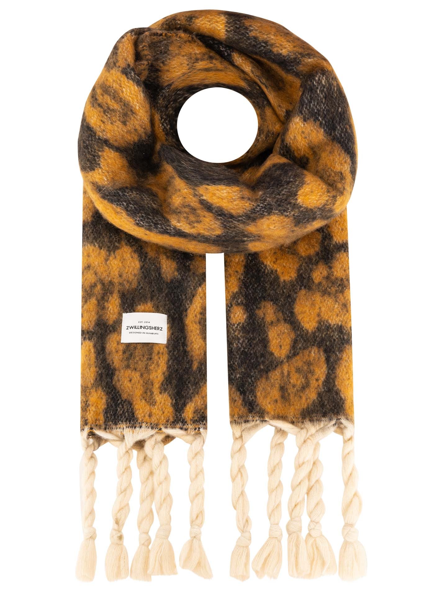 Zwillingsherz Modeschal »"Big  Leo"« mit modischem Leomuster und Fransen