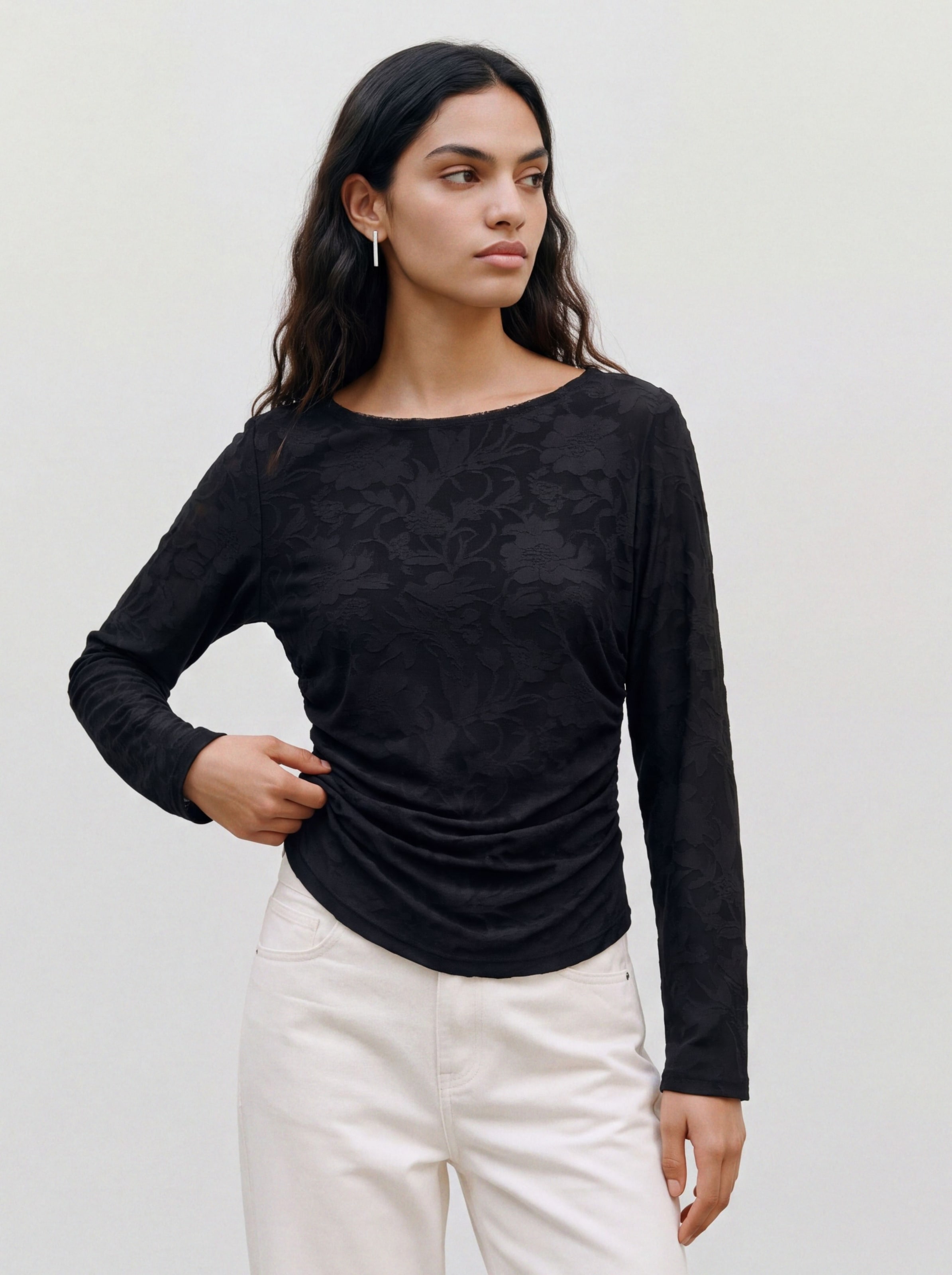 Vero Moda Langarmshirt »VMLAYLA LS GATHERING TOP JRS NOOS« Materialmix, regular fit