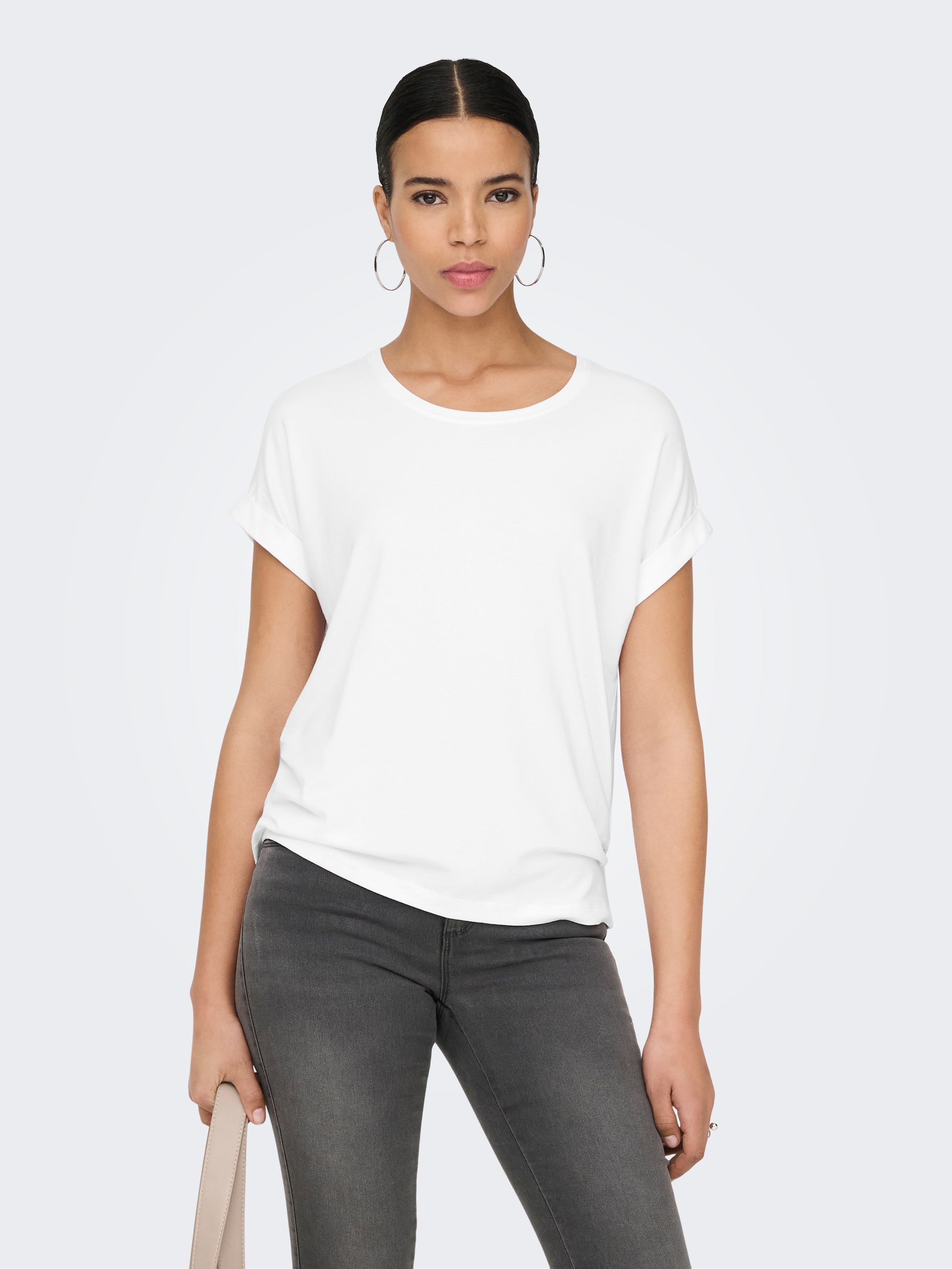 ONLY T-shirt »ONLMOSTER – T-Shirt mit melierter Optik und elastischem Material« meliert, casual, lässig geschnitten, Viskosemischung, Rundhals