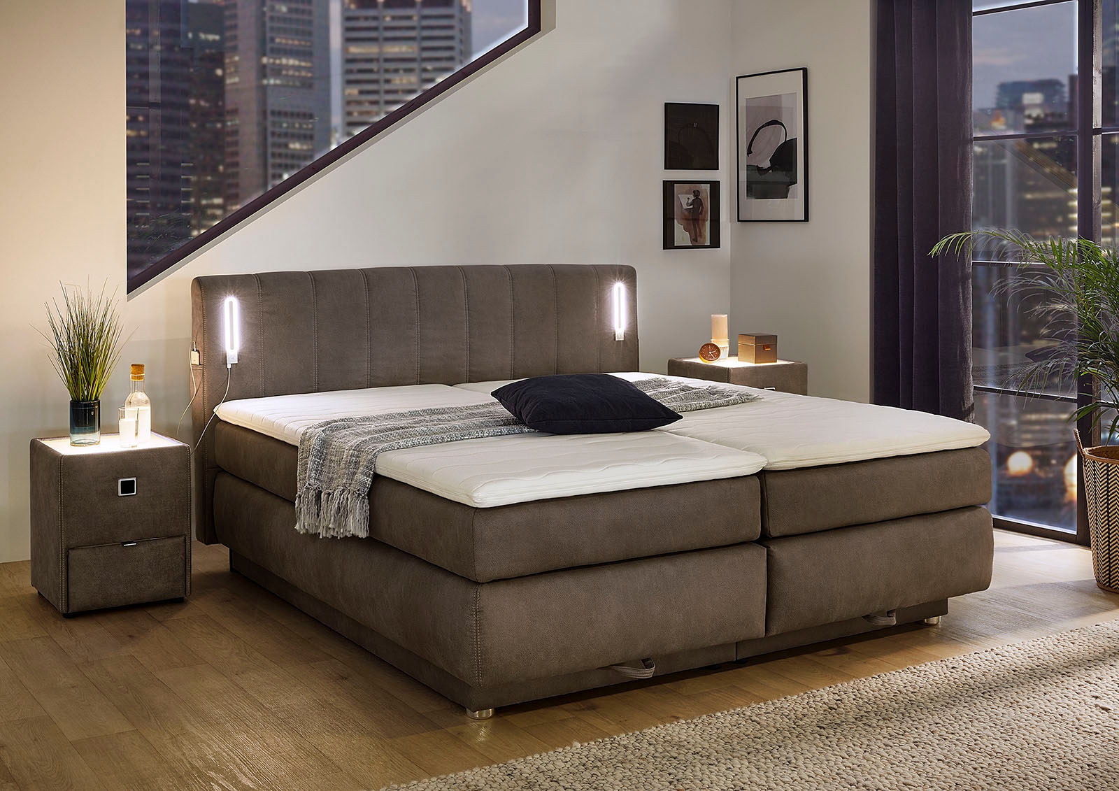 Jockenhöfer Gruppe Lit boxspring »Kati erhältlich in der Grösse 180x200cm« avec topper, coffre de lit et tête de lit réglable en hauteur (96 cm - 108 cm)