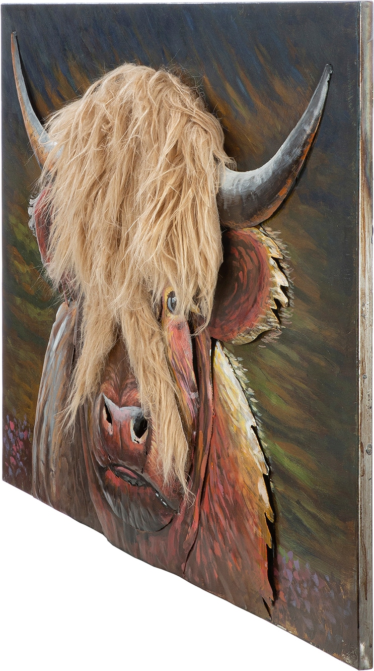 GILDE Tableau métallique »Bild rechteckig Highland-Beauty  braun« Vache 1 cuis tlg. Portrait d'animal Highland Cattle charme rustique maison de campagne