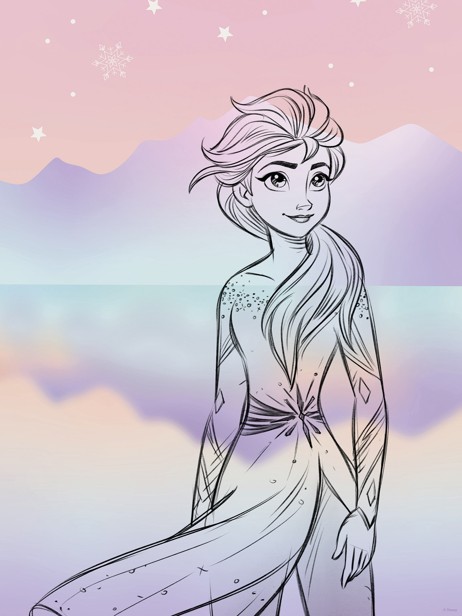 Komar Fresque murale »Disney Frozen Pastell Lights« Set, 1 cuis tlg. 30 x 40 cm (Breite x Höhe) - Kinderzimmer, Dekoration