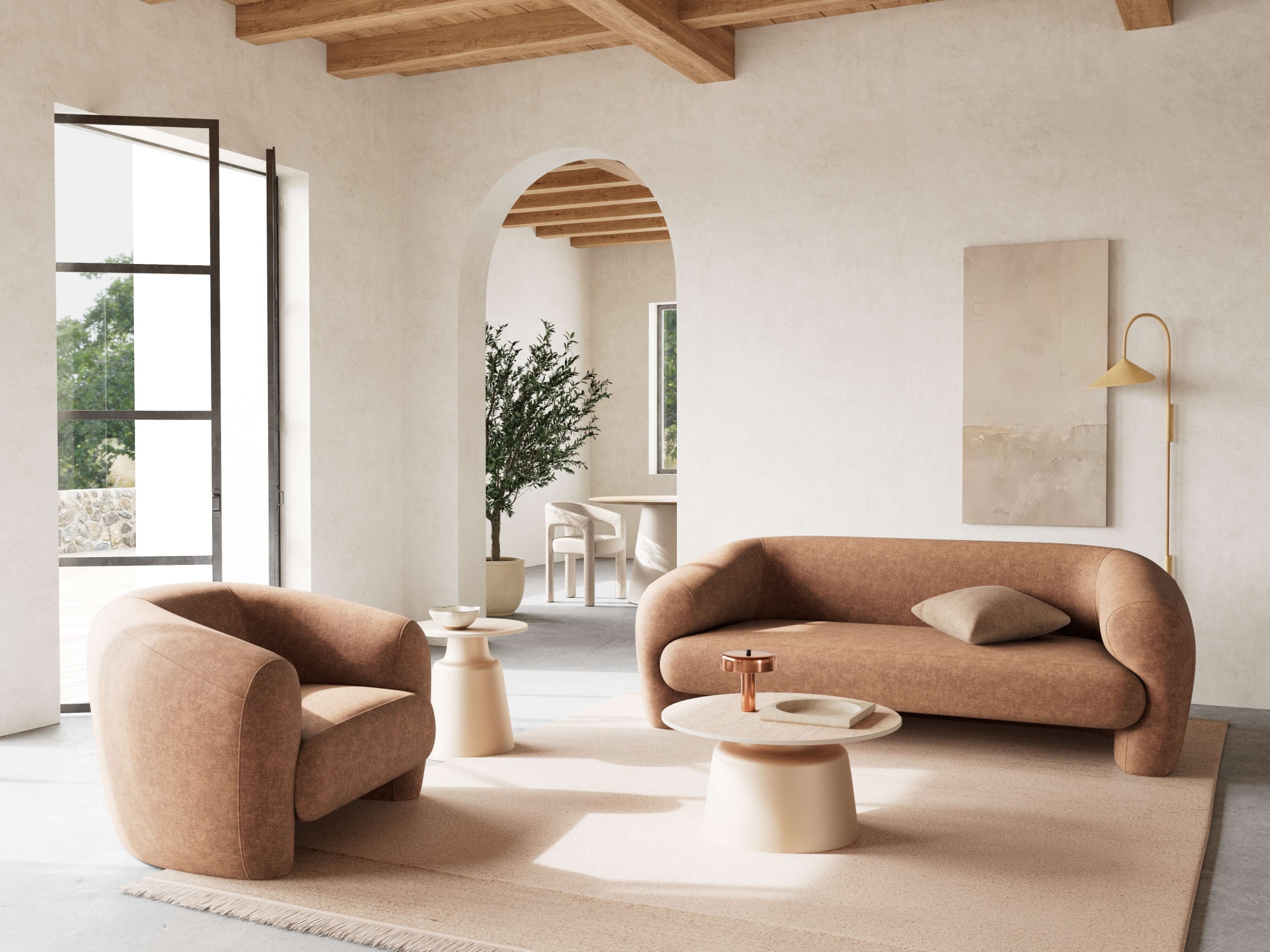 ACTONA GROUP Table basse »Kaffeetisch, Beistelltisch« table, céramique, colonne, Ø45x47,5 cm