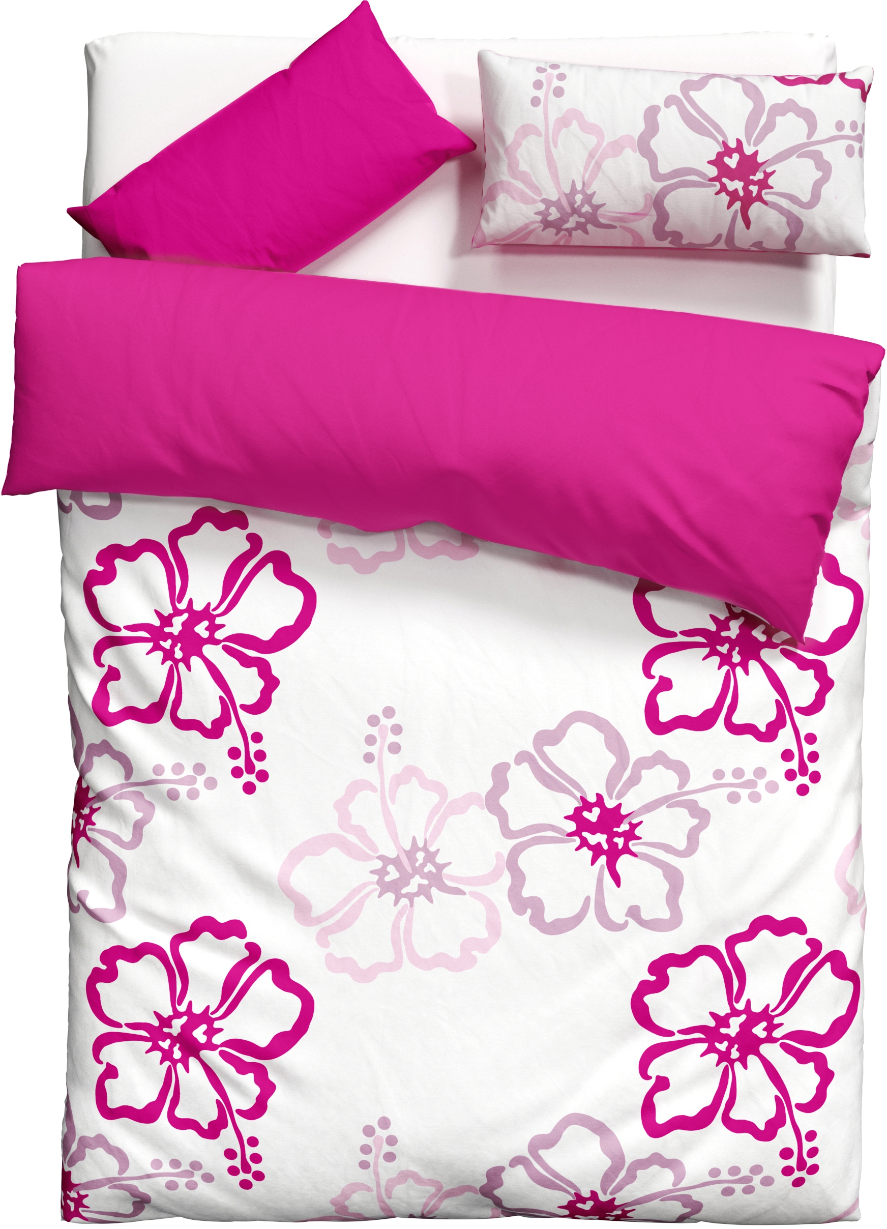 GOODproduct Linge de lit réversible »Litschi« 2 tlg. ab Grösse 135x200 cm, mit Blumen, in 2 Qualitäten erhältlich, Hawaii