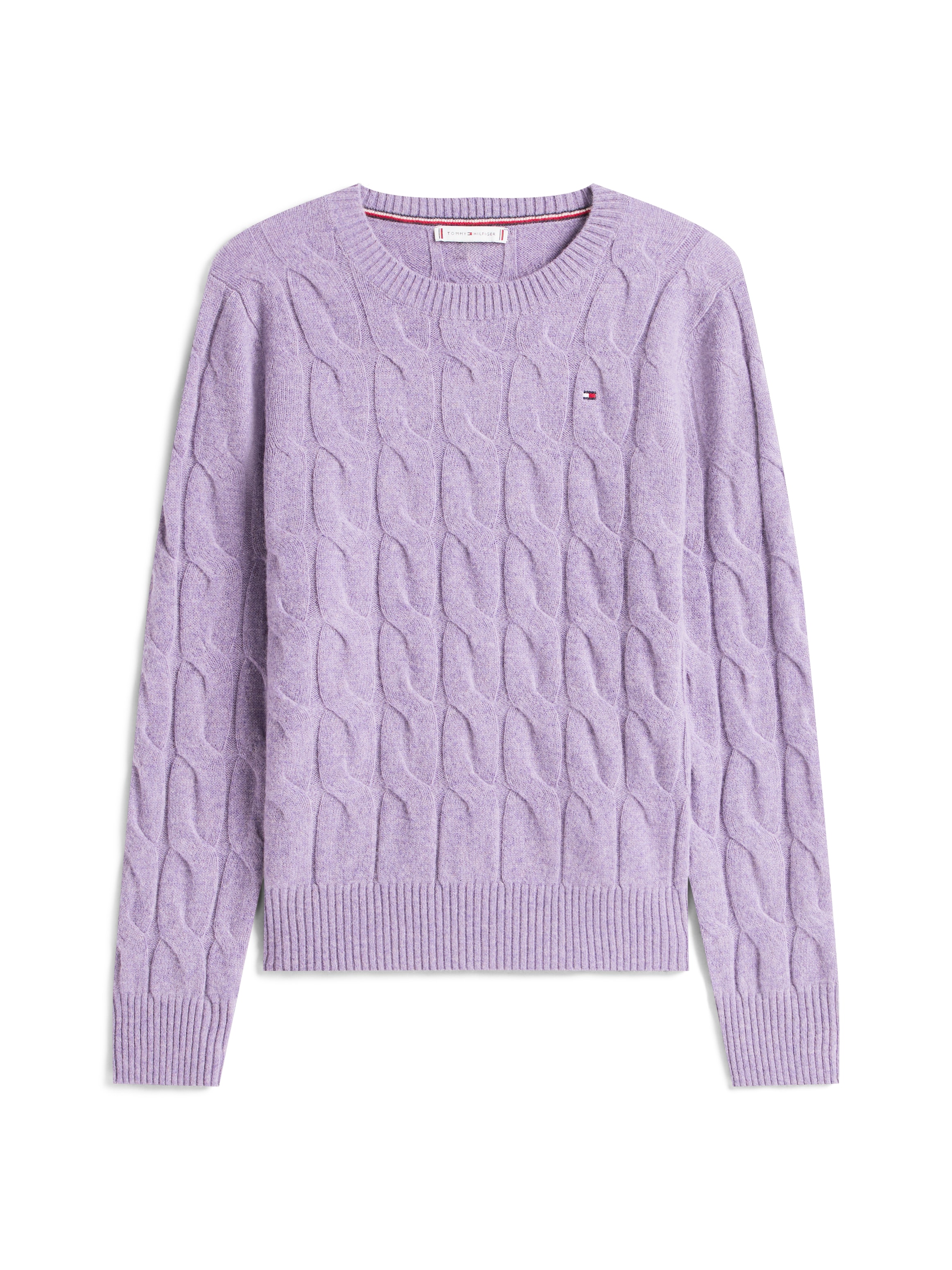 Tommy Hilfiger Pull en tricot »SOFT WOOL CABLE C-NK« Wolle, mit Zopfmuster