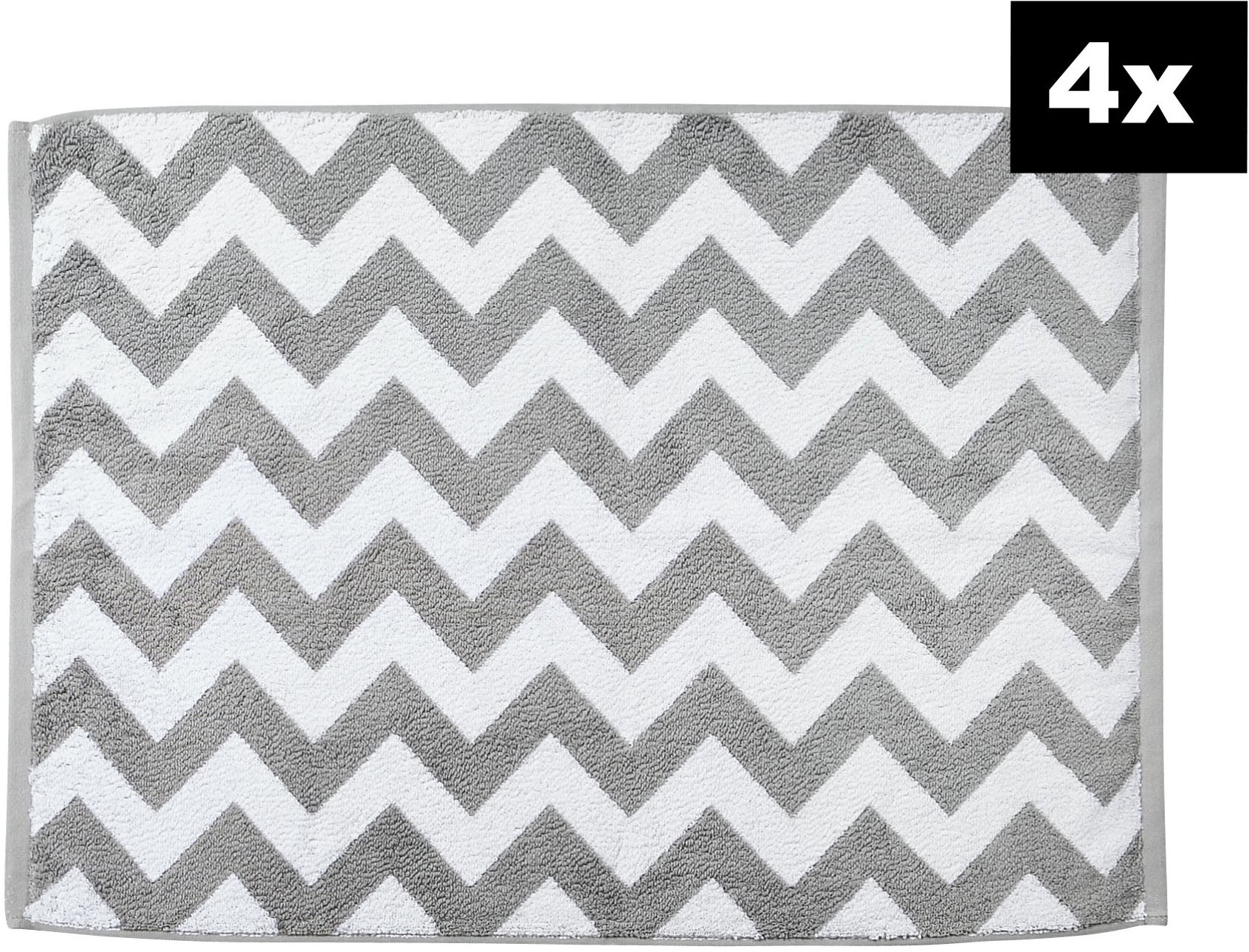 done.® Badematte »DAILY SHAPES ZickZack 4er-Set« Höhe 5 mm fussbodenheizungsgeeignet Badvorleger aus 100% Baumwolle, Jacquardgewebt
