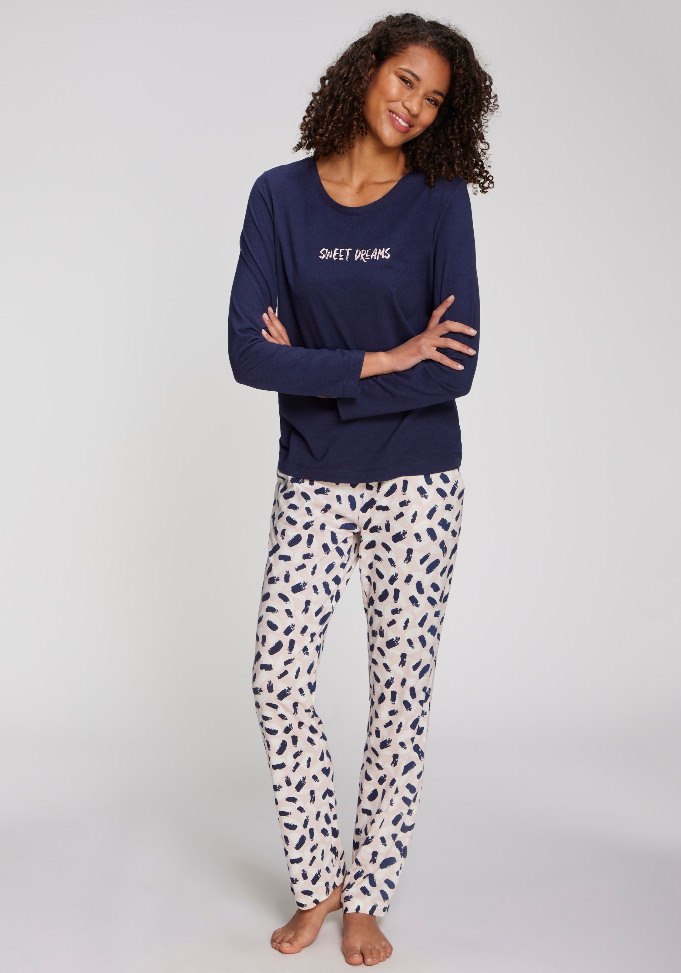 s.Oliver Pyjamaoberteil Mit kleinem Frontprint