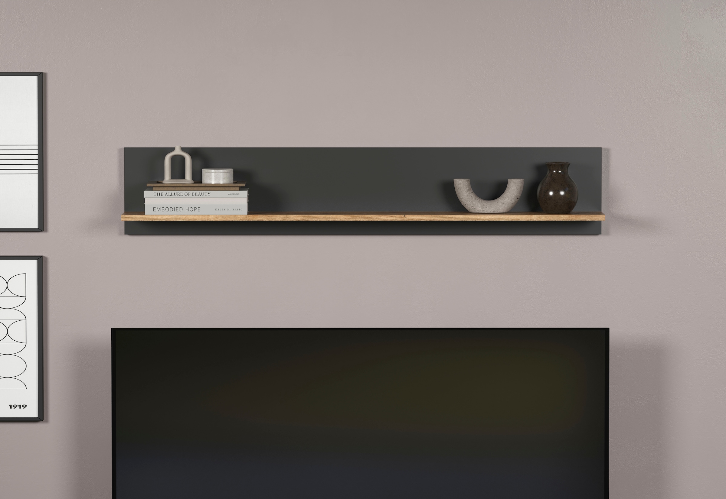 Home affaire Tableau mural »Estepona« 1 cuis tlg. Wandboard mit Ablage - (B/T/H) 150/18/25 cm