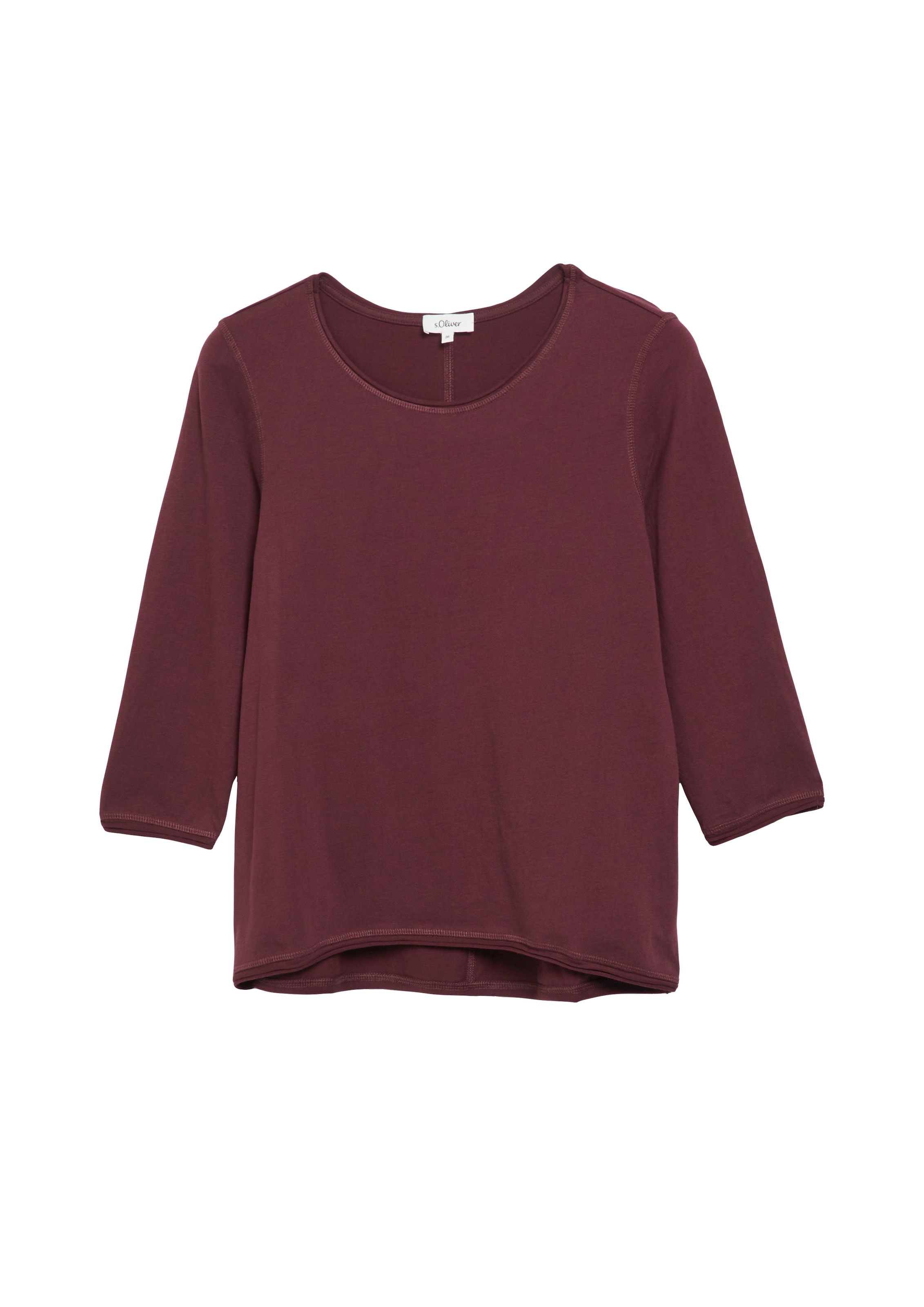 s.Oliver Shirt à col rond t-shirt d'été manches 7/8 avec col rond