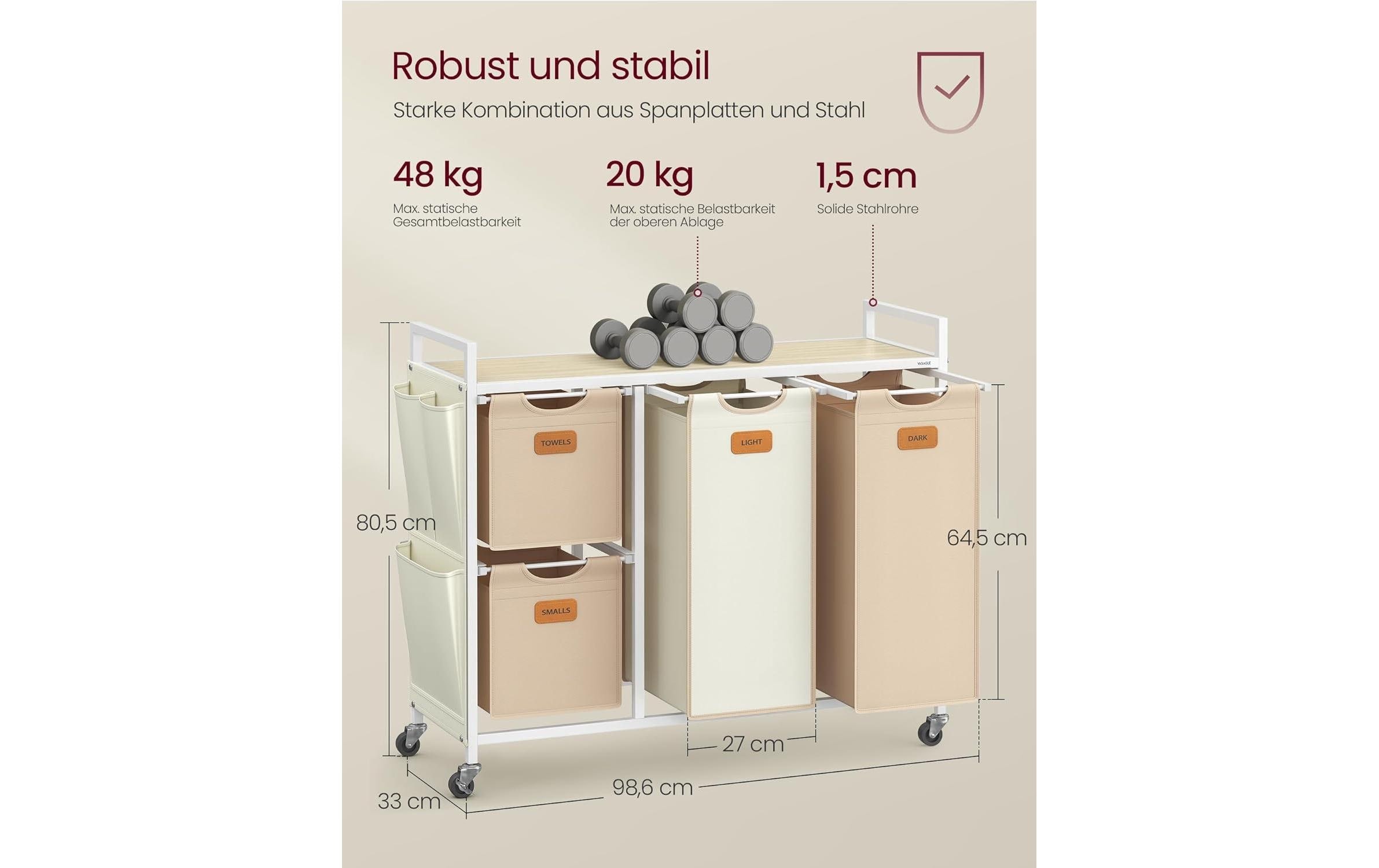 VASAGLE Panier à linge »mit 4 Fächern 150 l«